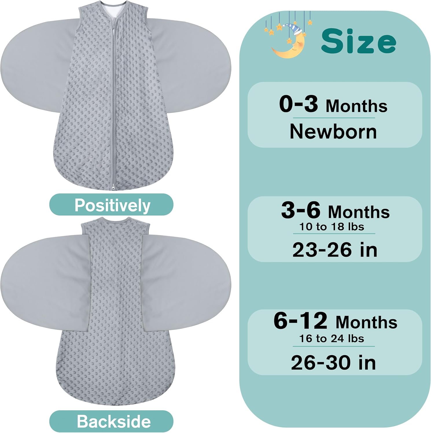 Fleece Newborn Sleep Sack Baby Swaddle,3-Way Adjustable Wearable Blanket,2 Pack Fleece Swaddling Sleeping Bag TOG 2.0， (Gray & Pink, 0-3 Months)