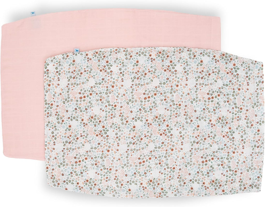 Little Unicorn Standard Pillowcase 2 Pack | Super Soft & Breathable Muslin Fabric | Snug Envelope Closure (Petal Press 2)