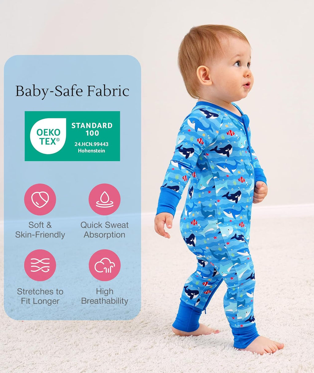 Baby One-Piece Romper Footless Bamboo Viscose Pajamas Sleepers for Baby Boys and Girls