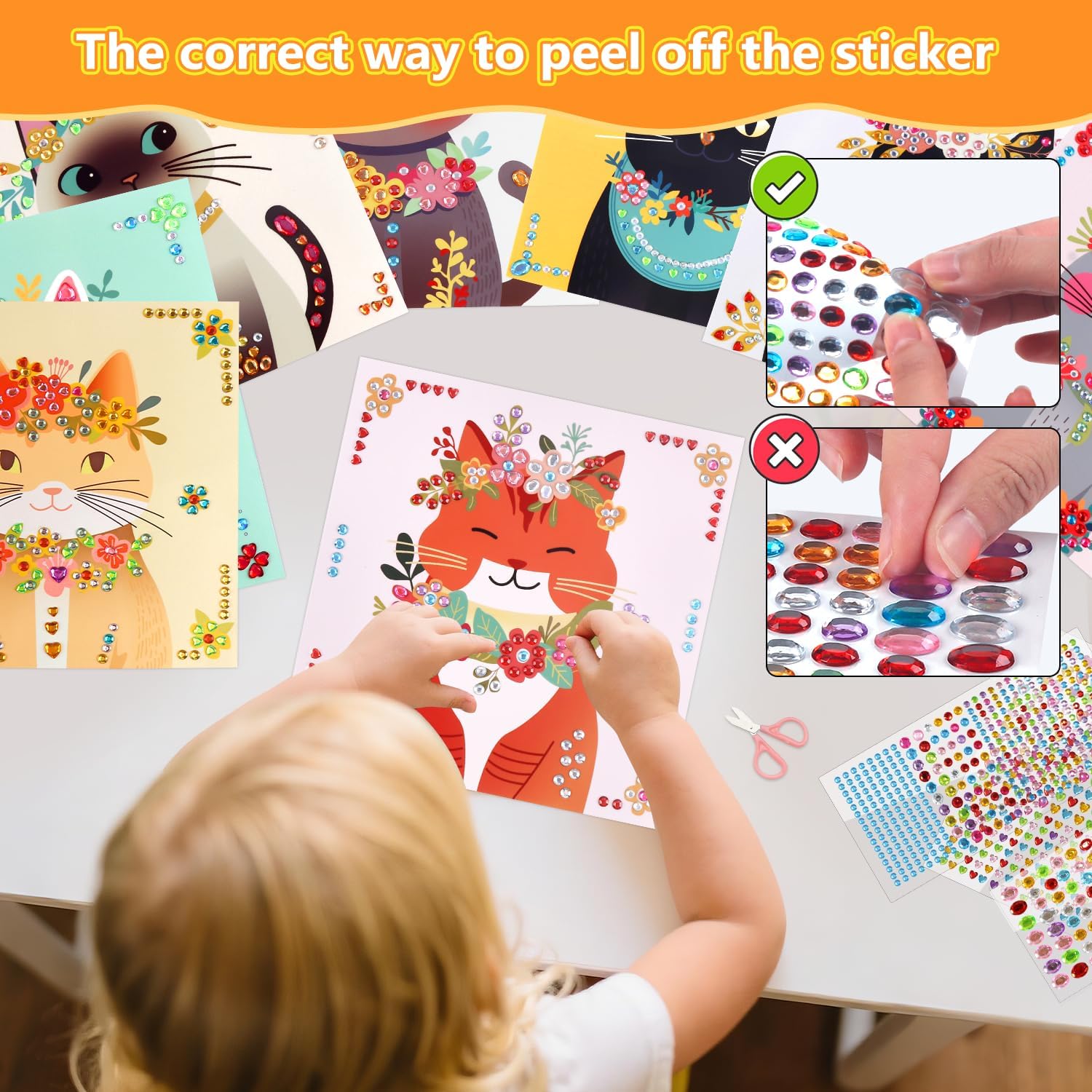 Marlrin Cats Craft Kits for Kids Ages 4-8, Arts and Crafts Kits,Craft Kit for Girls 6-8,Diamond Painting Toys for Girls 5-7,Birthday and Christmas Gift for Kids Ages 3, 4, 5, 6, 7, 8