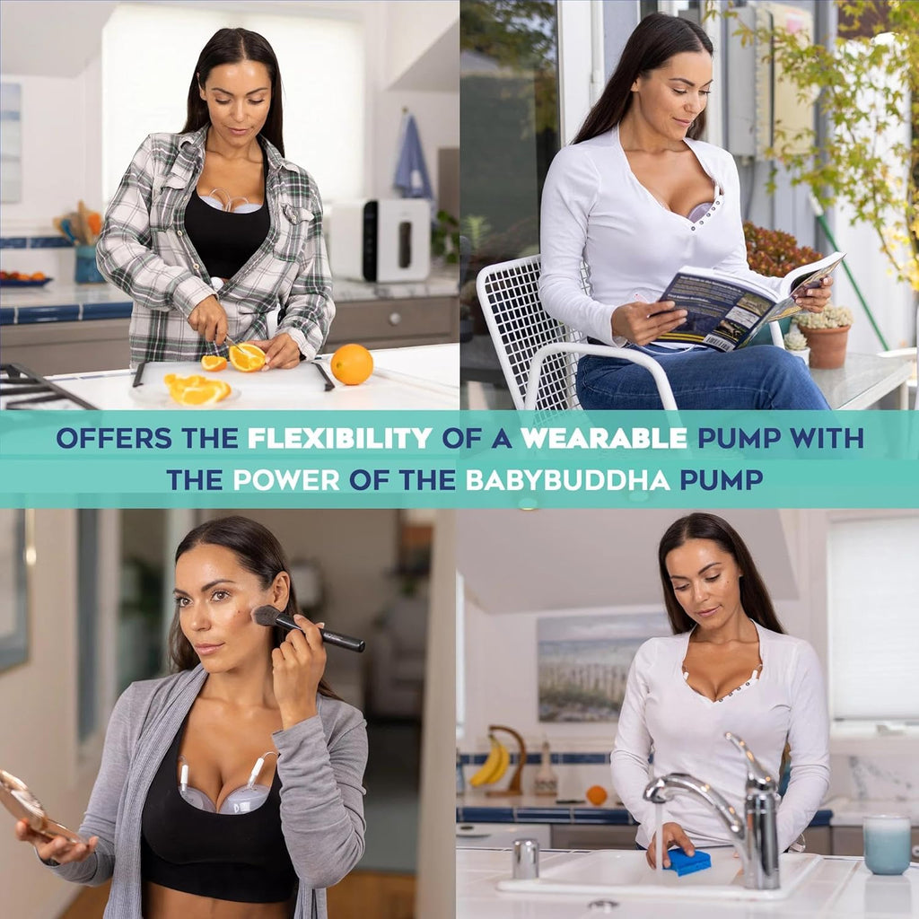 BabyBuddha Hands Free Milk Collection Cups for Breast Pump, 8 Fl Oz Each, Wearable Breastmilk Containers, Compatible with BabyBuddha Pump, Spill Resistant Design, Small Flange 22 to 24mm, 2 Pack