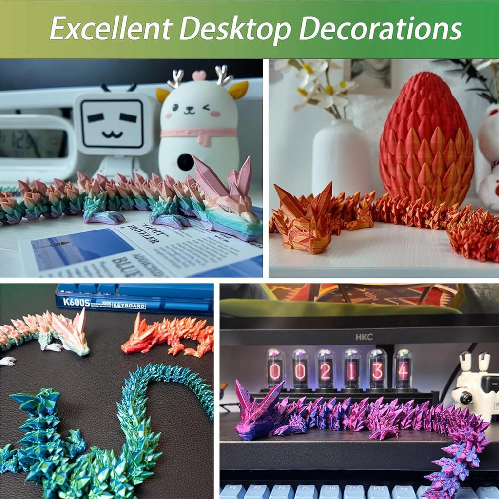 15 inches Dragon with egg,Red-Yellow-Blue Dragon toy,Articulated Crystal Dragon,Fidget toy cool