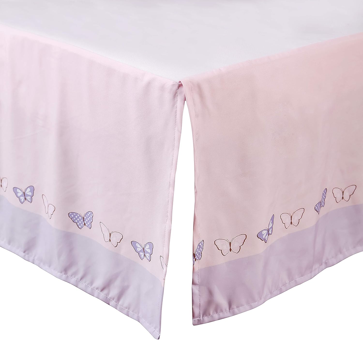La Premura 3-Piece Purple Butterfly Baby Crib Bedding Set for Girls, Lilac Standard Size Crib Set for Baby Girl, Comforter, Fitted Sheet, and Dust Ruffle Skirt, Baby Nursery Floral Design for Girls