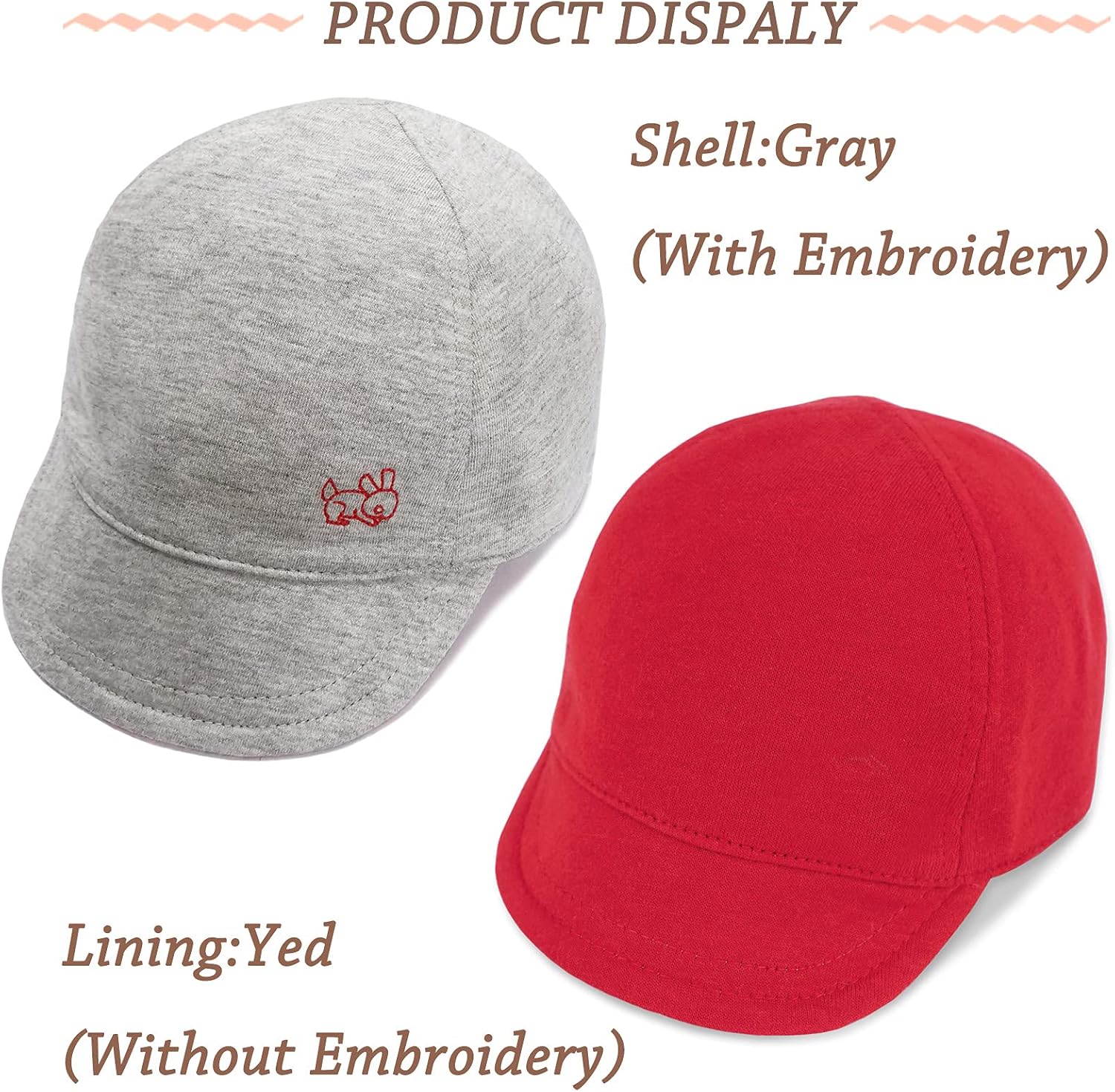 Keepersheep Baby Reversible Baseball Cap Infant Sun Hat, Cotton Knit Soft Brim for Infant Toddler, Summer Outdoor Unisex