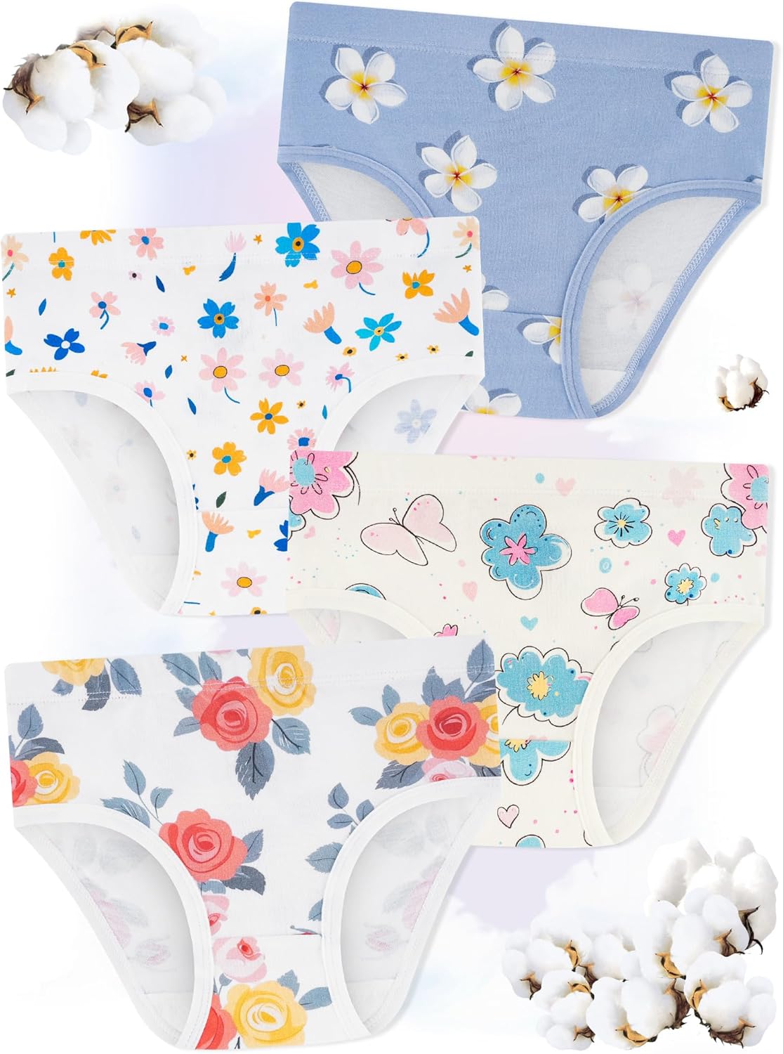 Girls' Underwear,Soft Cotton Tagless Panties for Toddlers' & Little Kids' Comfort,Breathable Briefs,8-Pack