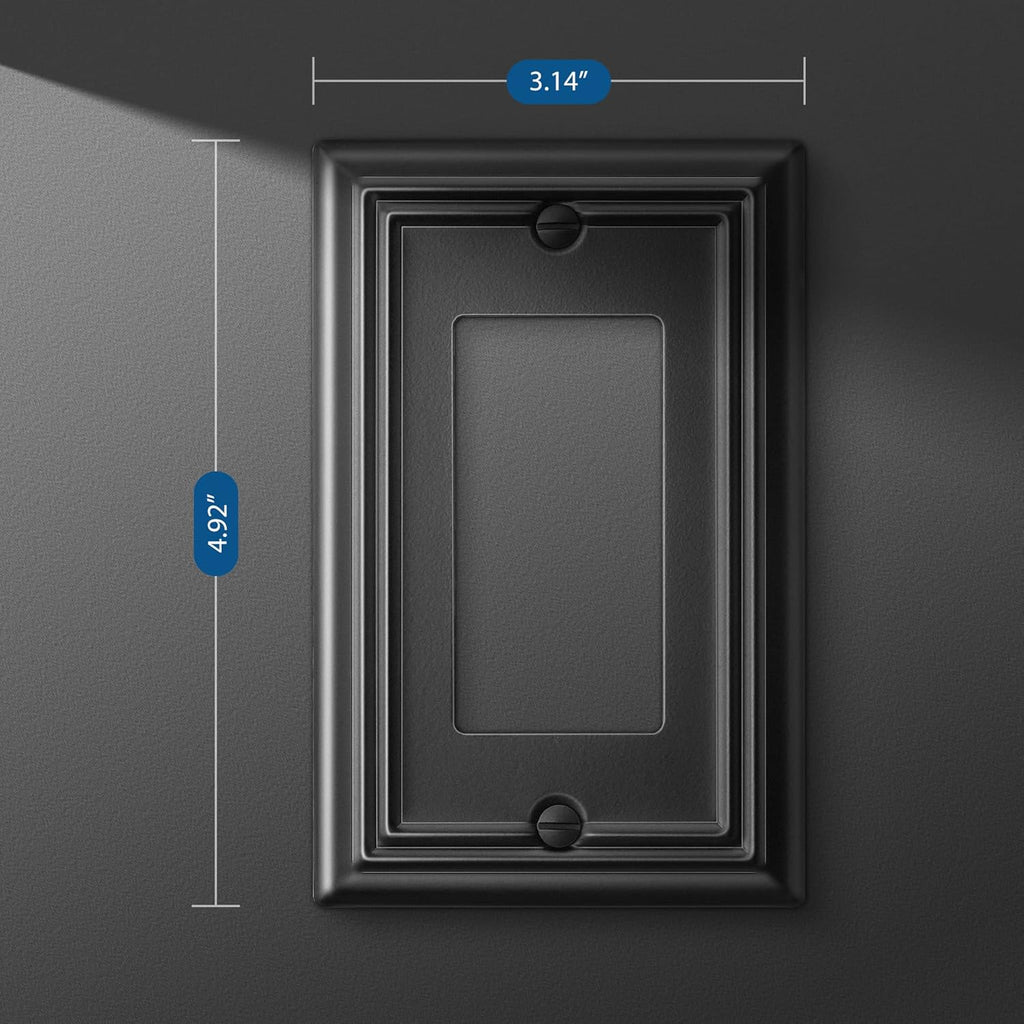 DEWENWILS Metel Decorator Outlet Cover, 4-Pack Wall Plates for Electrical Outlets, GFCI, Dimmer Switch, Black Finish