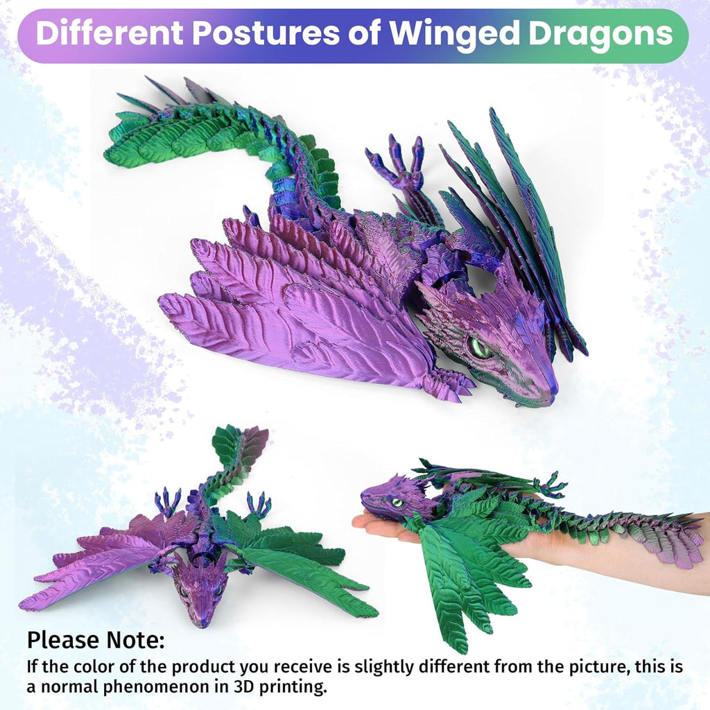 3D Printed Dragon with Egg,3D Printed Animals Toy,3D Printed Flexible Dragons,Crystal Dragon Fidget Toys,Full Articulated Dragon Crystal Dragon ,Adults Fidget Toys for Autism ADHD,Home Office Decor