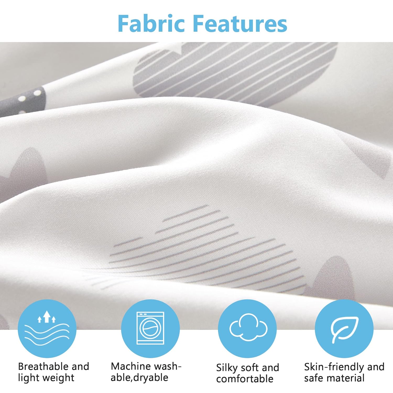 TILLYOU Baby Crib Sheets for Boys Girls, Super Soft Toddler Bed Sheets, 2 Pack Sheets for Standard Crib Mattress 28x52in, Blue Clouds and Stars