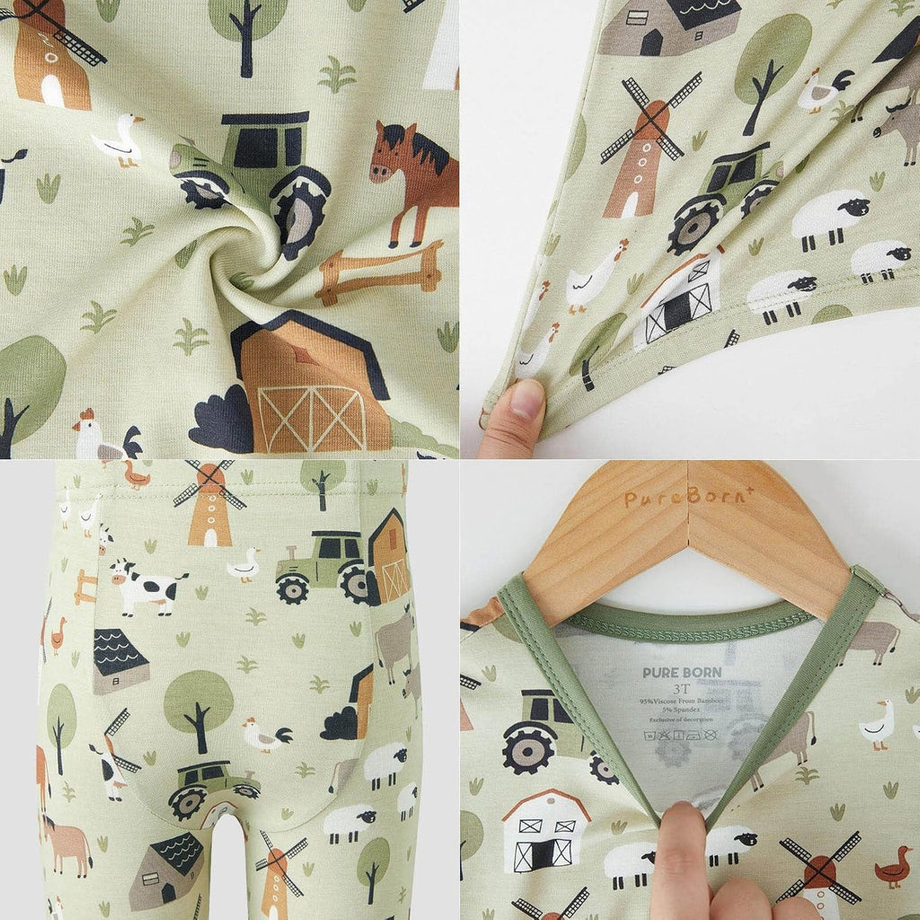 pureborn Baby Viscose From Bamboo Pajamas Set Pjs - Kids Toddler Girl Snug Fit Viscose Sleepwear 2pcs 18M-8Y