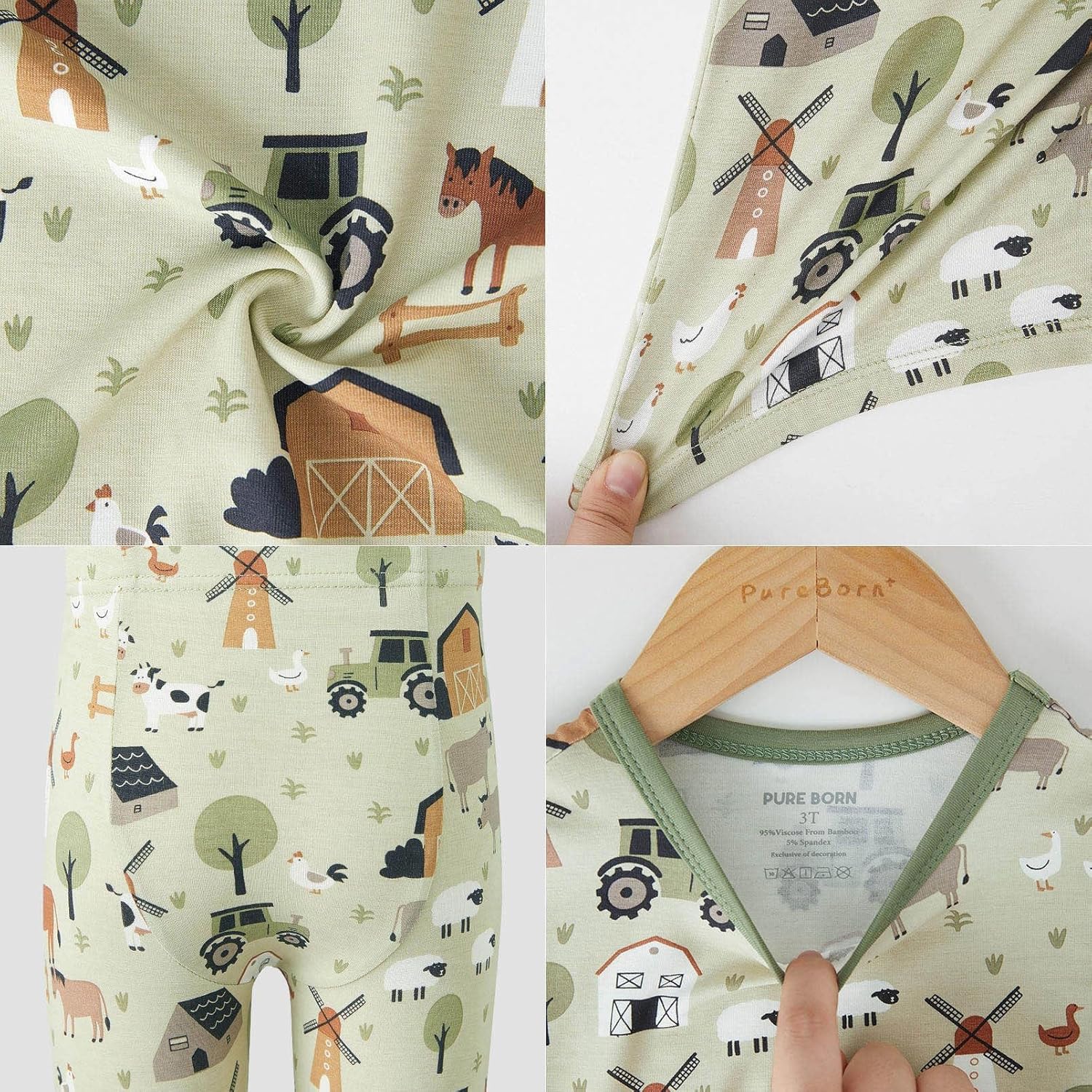 pureborn Baby Viscose From Bamboo Pajamas Set Pjs - Kids Toddler Girl Snug Fit Viscose Sleepwear 2pcs 18M-8Y