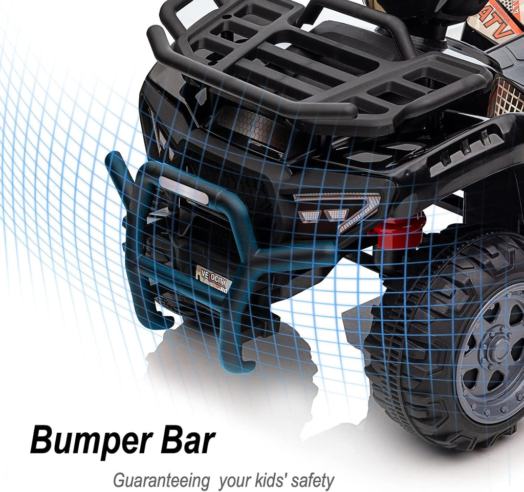 Kids ATV 4 Wheeler, 6V Ride-On Toy for Toddlers 1-3 Boys & Girls with Music, Forward & Reverse - Black