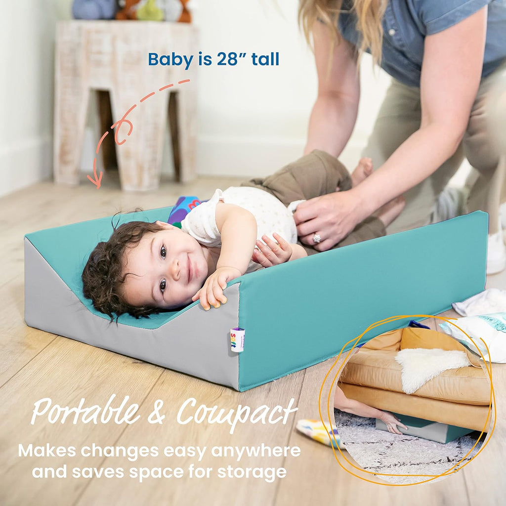 ECR4Kids SoftZone Baby Changing Pad, Contoured, Seafoam/Light Grey