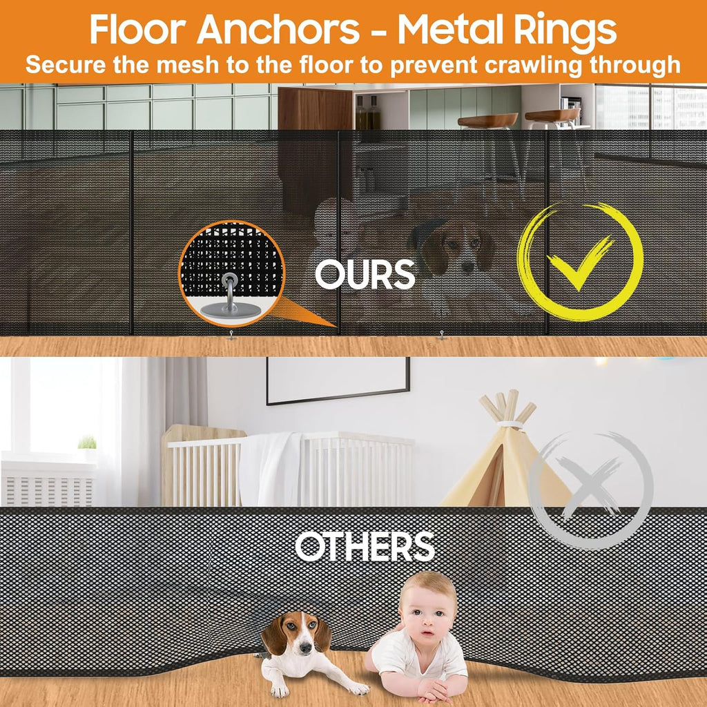 160" Retractable Baby Gates, 42" Extra Tall Upgraded Baby Gate with Reinforced Strip Design, Prevent from Crawling Underneath, Extra Wide Dog Gate Baby Gates for Stairs Doorways Indoor Outdoor