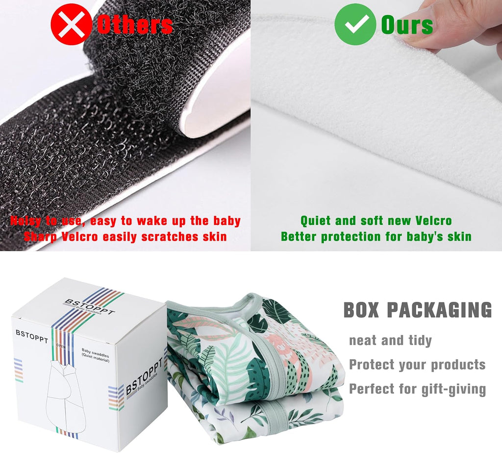 Newborn Sleep Sack Baby Swaddle,3-6 Months,3-Way Adjustable Wearable Blanket,100% Rayon Cotton Swaddling Sleeping Bag，TOG 0.5（Banana&Leaf）