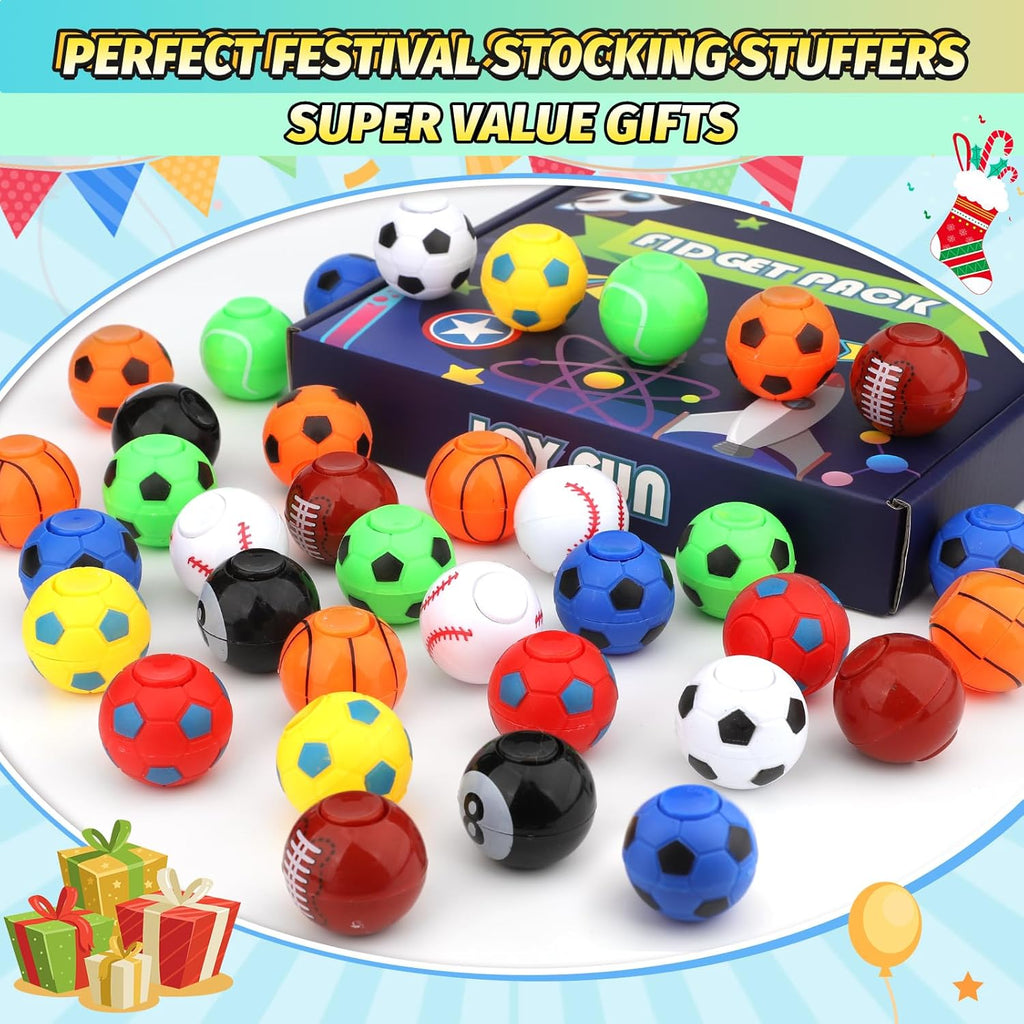 36 PCS Basketball Fidget Spinner, Soccer Ball Stress Relief Toys for Kids Adults, Goodie Bag Stuffers Treasure Box for Classroom Prizes, Sports Balls Party Favors for Easter Birthday Christmas