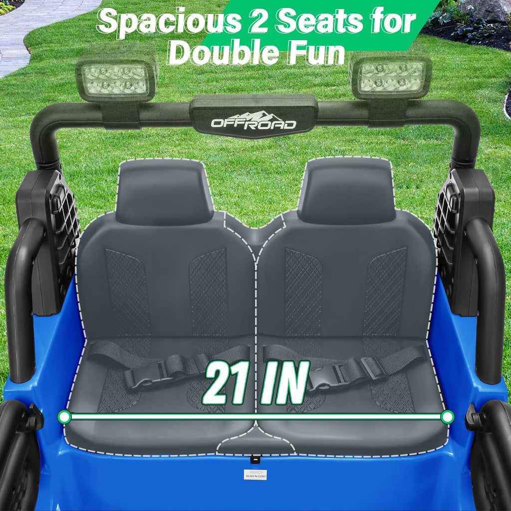 2 Seater Ride On Car Truck with Remote Control XL, Kids 24V Battery Powered Electric Vihicle w/21 in Seat, 3 Speeds, 2WD/4WD Switichable, Shock Absorbers,Bluetooth, Flower, Gift Choice