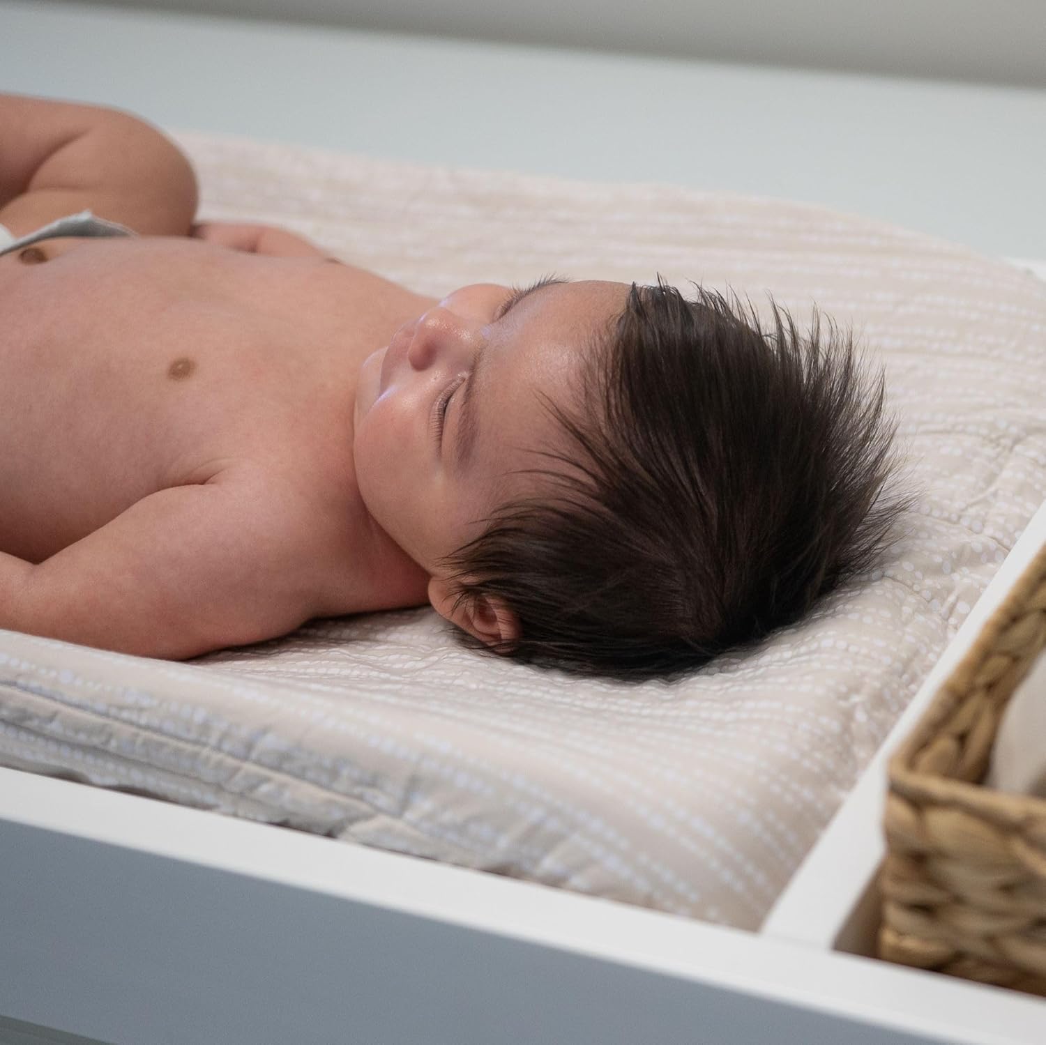 Crane Baby Changing Pad Cover, 100% Cotton Sateen Exterior Change Pad Cover, Neutral Dot, 16" x 32", Fitted Changing Pad Covers, Changing Table Pad Cover for Nursery, Baby Registry or Shower Gift