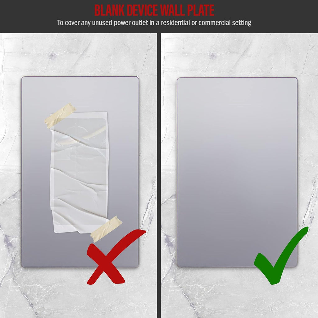 ENERLITES Screwless Blank Wall Plate, Child Safe Blank Device Outlet Cover, Standard Size, 1-Gang 4.68" x 2.93", Polycarbonate Thermoplastic, UL Listed, SI8801-SV, Silver