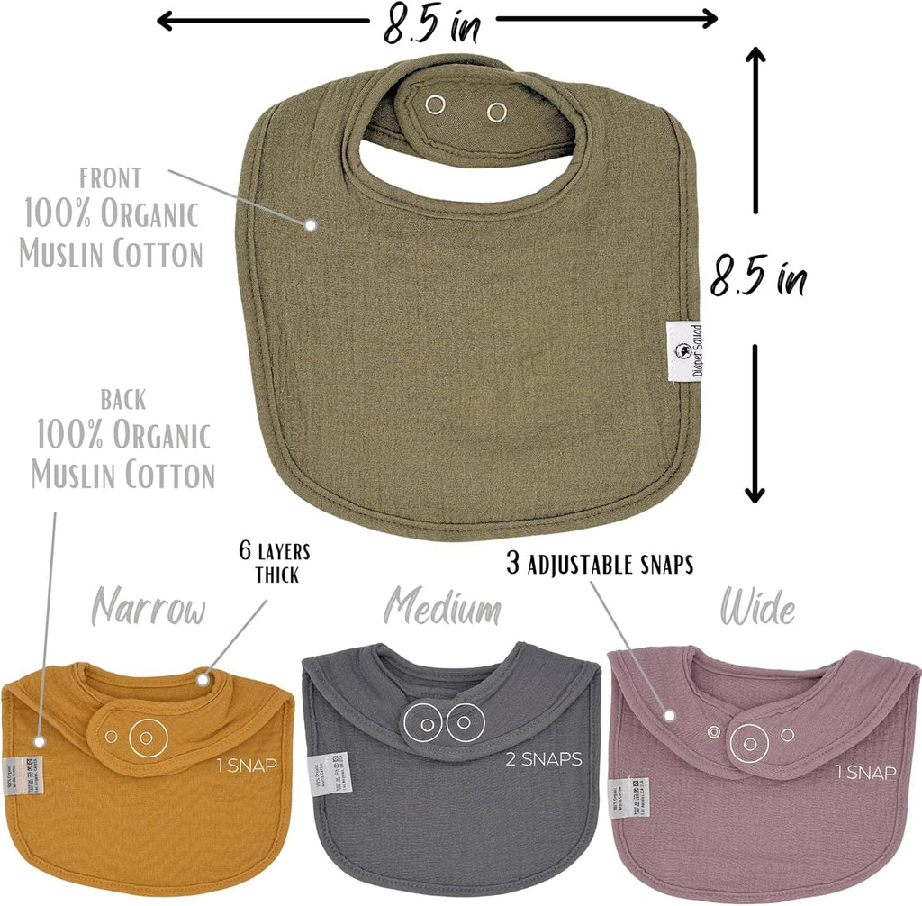 DiaperSquad's Baby Bibs for Drooling and Teething, Bibs for Boys, Baby Girl - Solid Cotton Baby Drool Bibs