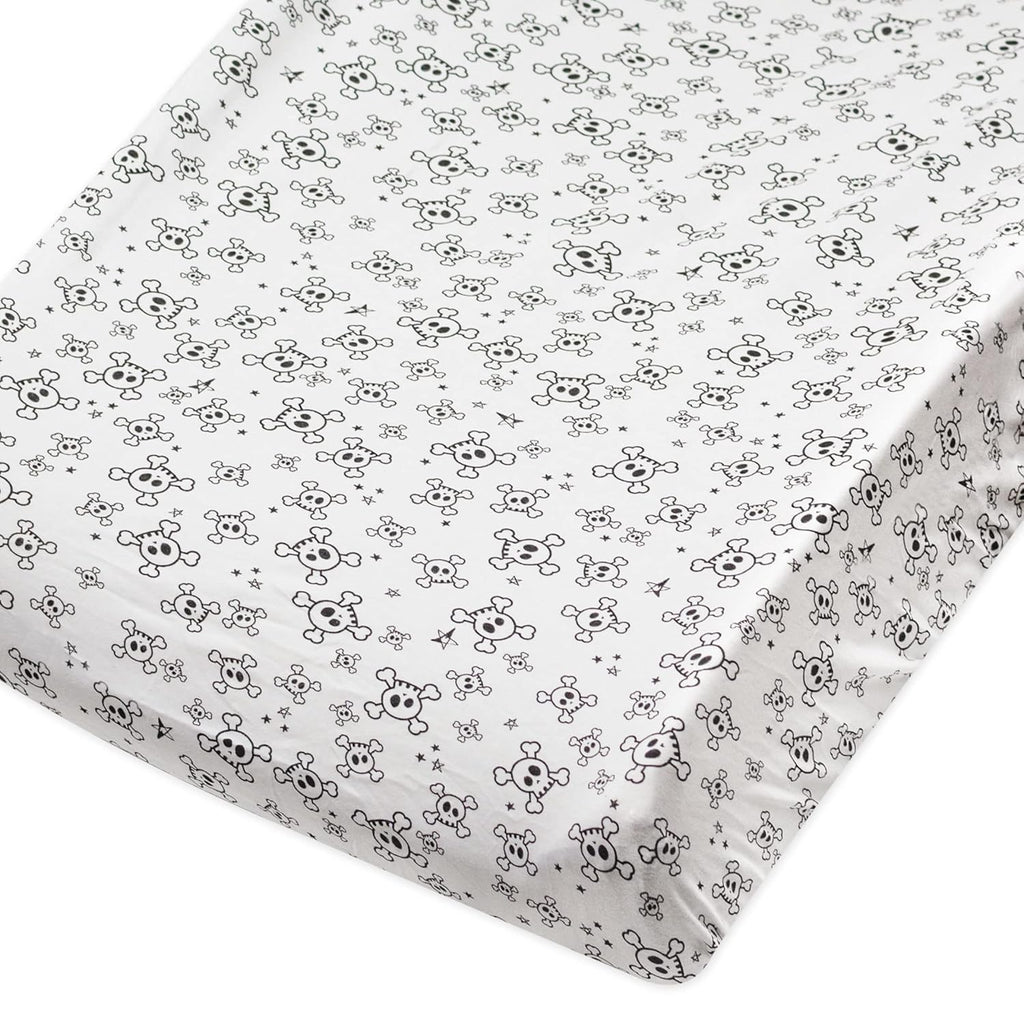 HonestBaby unisex baby Organic Cotton Changing Pad Covers (Set of Two) Winter Accessory Set, Tossed Skulls/Black, One Size US