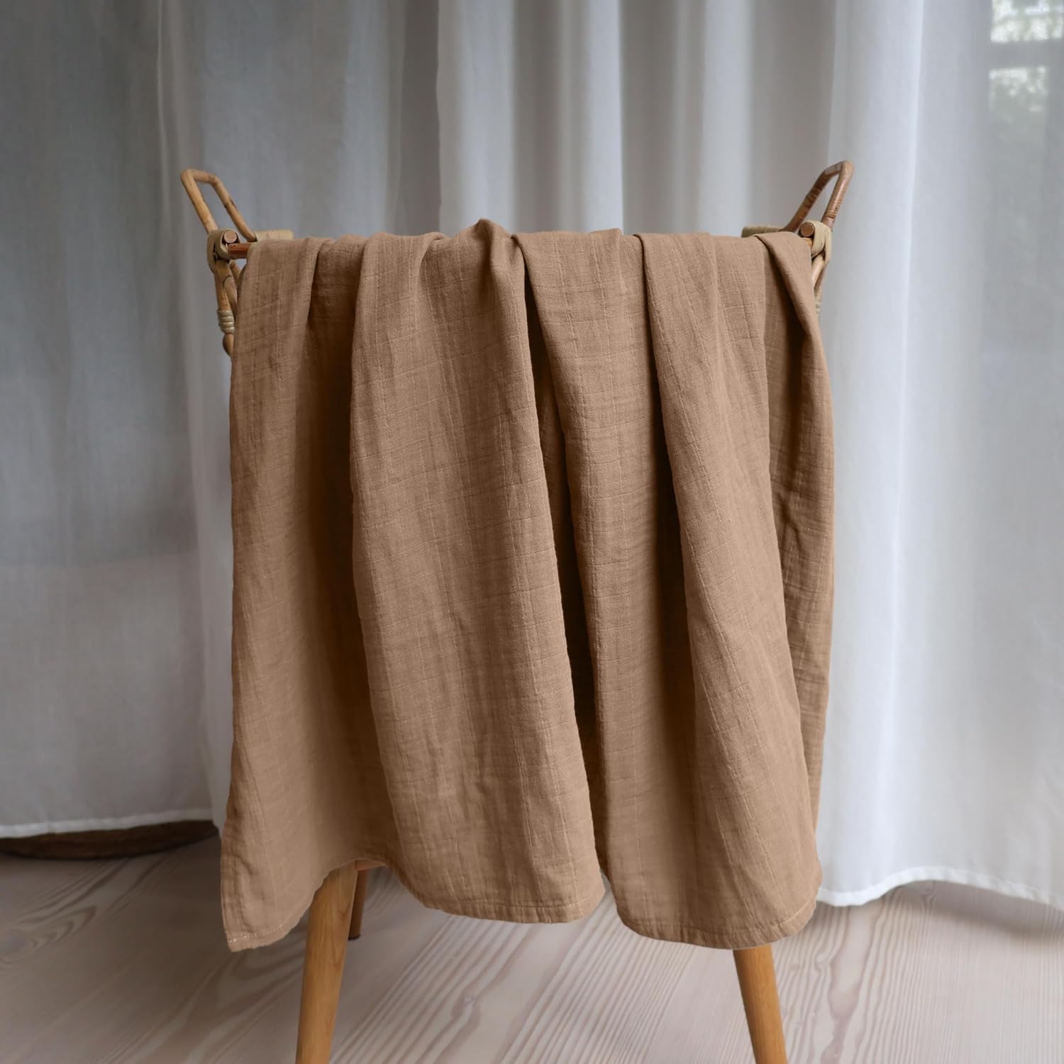 Swaddle - 100% Organic Cotton - Muslin Swaddle Blankets for Newborn, 47" x 47" (Natural)