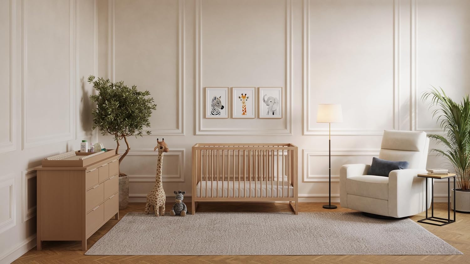 Nurture& The Crib - Baby, Toddler Convertible Crib | Sustainable Non-Toxic Materials | 3 Adjustable Heights - Grows with Your Baby (Toddler Guardrail NOT Included) (All Natural)