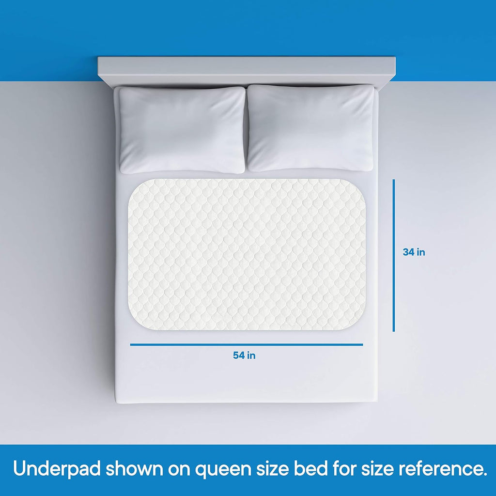 RMS Ultra Soft 4-Layer Washable and Reusable Incontinence Bed Pad - Waterproof Bed Pads, 34"X54"
