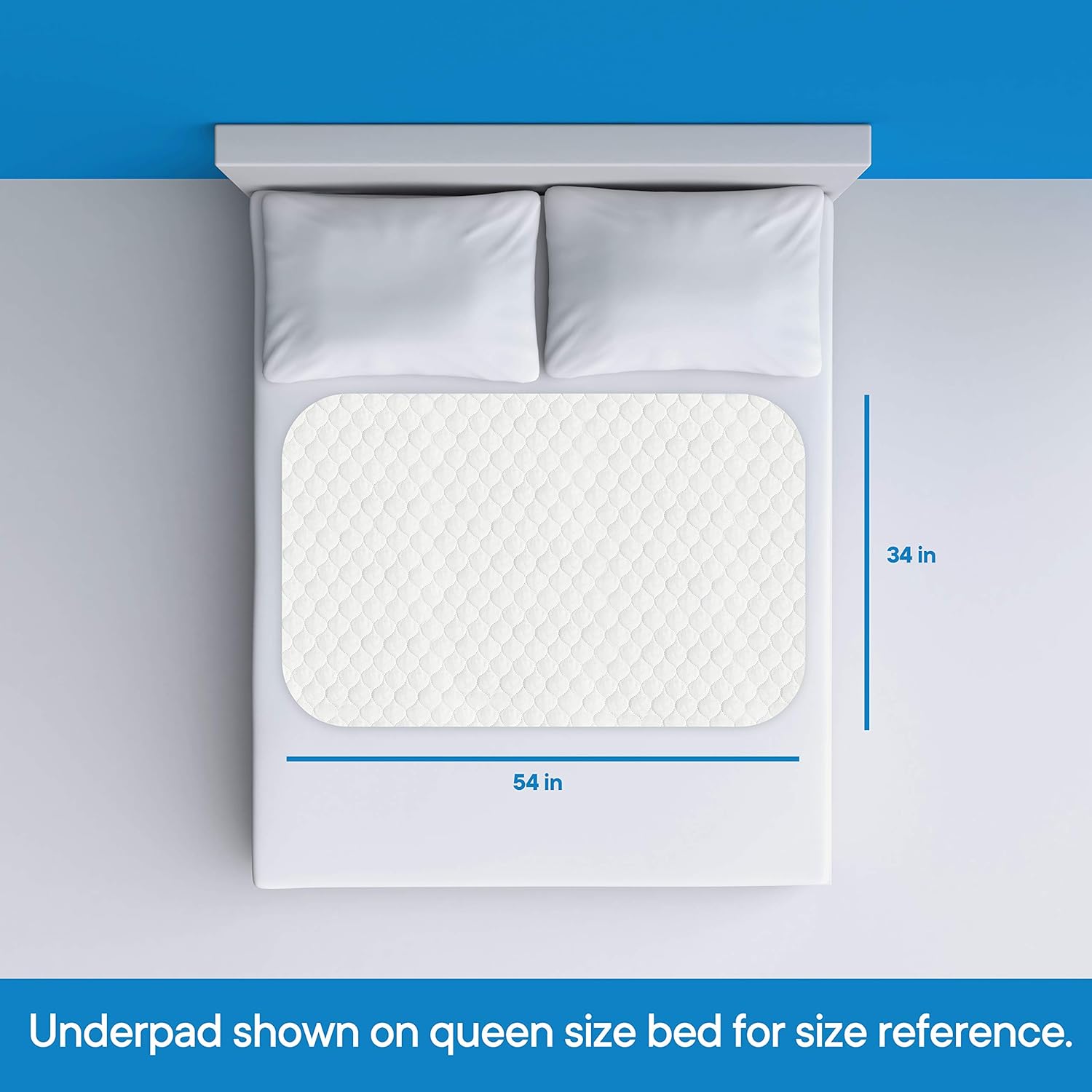 RMS Ultra Soft 4-Layer Washable and Reusable Incontinence Bed Pad - Waterproof Bed Pads, 34"X54"