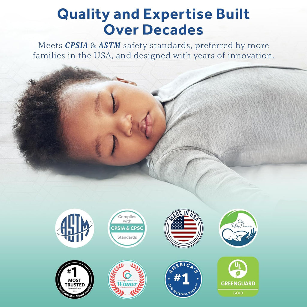 Sealy Baby Airy Night Diamond Breathable Crib Mattress, Made in USA, GREENGUARD GOLD Certified, Supportive & Sustainable Mesh Surface, 2 Stage, Toddler Bed Fit, Safety & Quality Tested, 52x28"