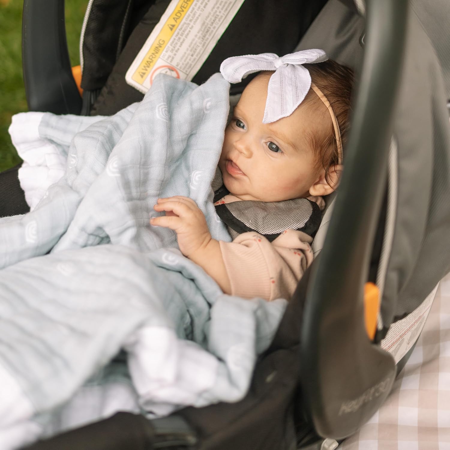 Little Unicorn Newborn Receiving Quilt | Ultra- Soft, Multi-Layered Muslin Fabric | Gift for Newborns & on-The-go (Blue Rainbow)