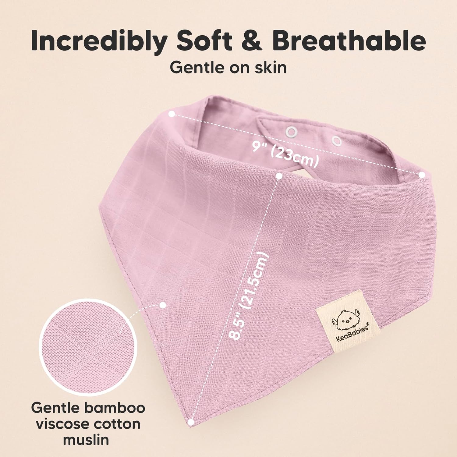 8-Pack Muslin Baby Bibs for Boys, Girls - Muslin Bandana Drool Bibs for Baby Girl & Boy, Drooling Newborn, Teething Toddler, Infant 0-36 Months, 100% Cotton Extra Absorbent & Soft (Lavender)