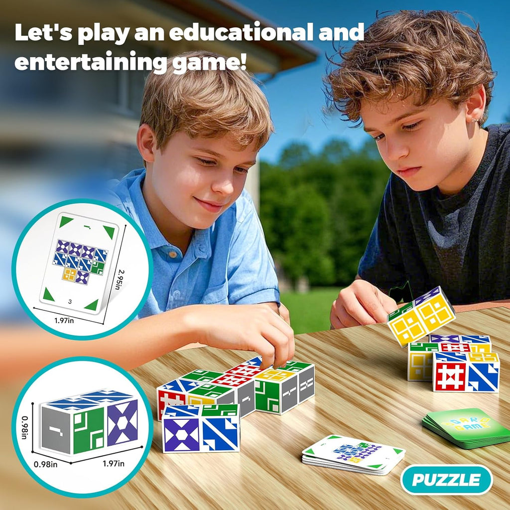 Family Matching Game for Kids & Adults, Block Puzzle Board Games for Boys & Girls Ages 4-8 8-12, 2 Player Card Puzzles for Children 3+ Year Olds