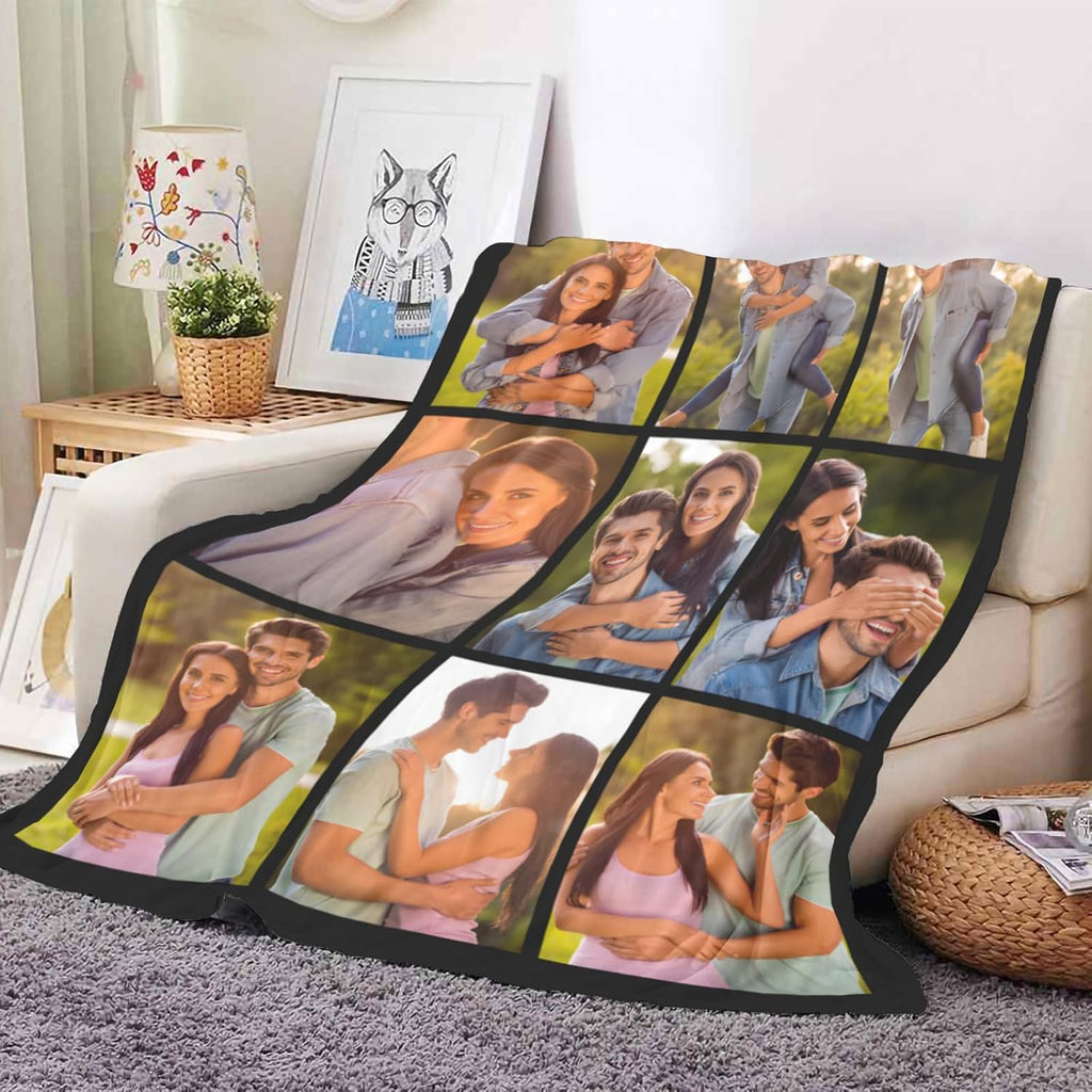 Custom Blankets with Photos Text, I Love You Girlfriend Boyfriend Gifts, Personalized Picture Flannel Blanket Couple Customized Gifts for Mom Dad Wife Husband on Christmas