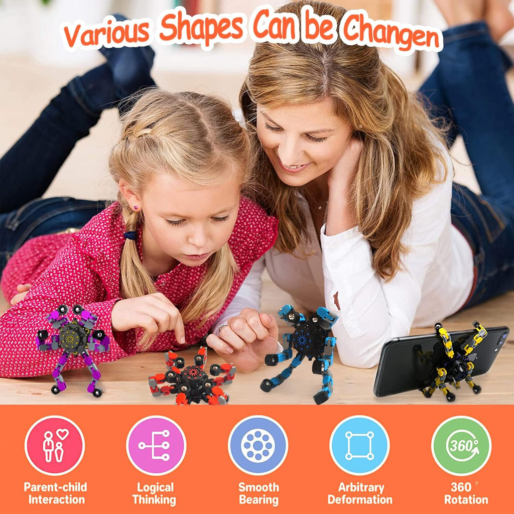 12 Pack Funny Sensory Fidget Toys,Deformable Chain DIY Robot Spinners Fingertip Stress Relief Gyro Toy Birthday Gifts Goodie Bag Easter Basket Stuffers Classroom Prizes Party Favors for Kids Adults