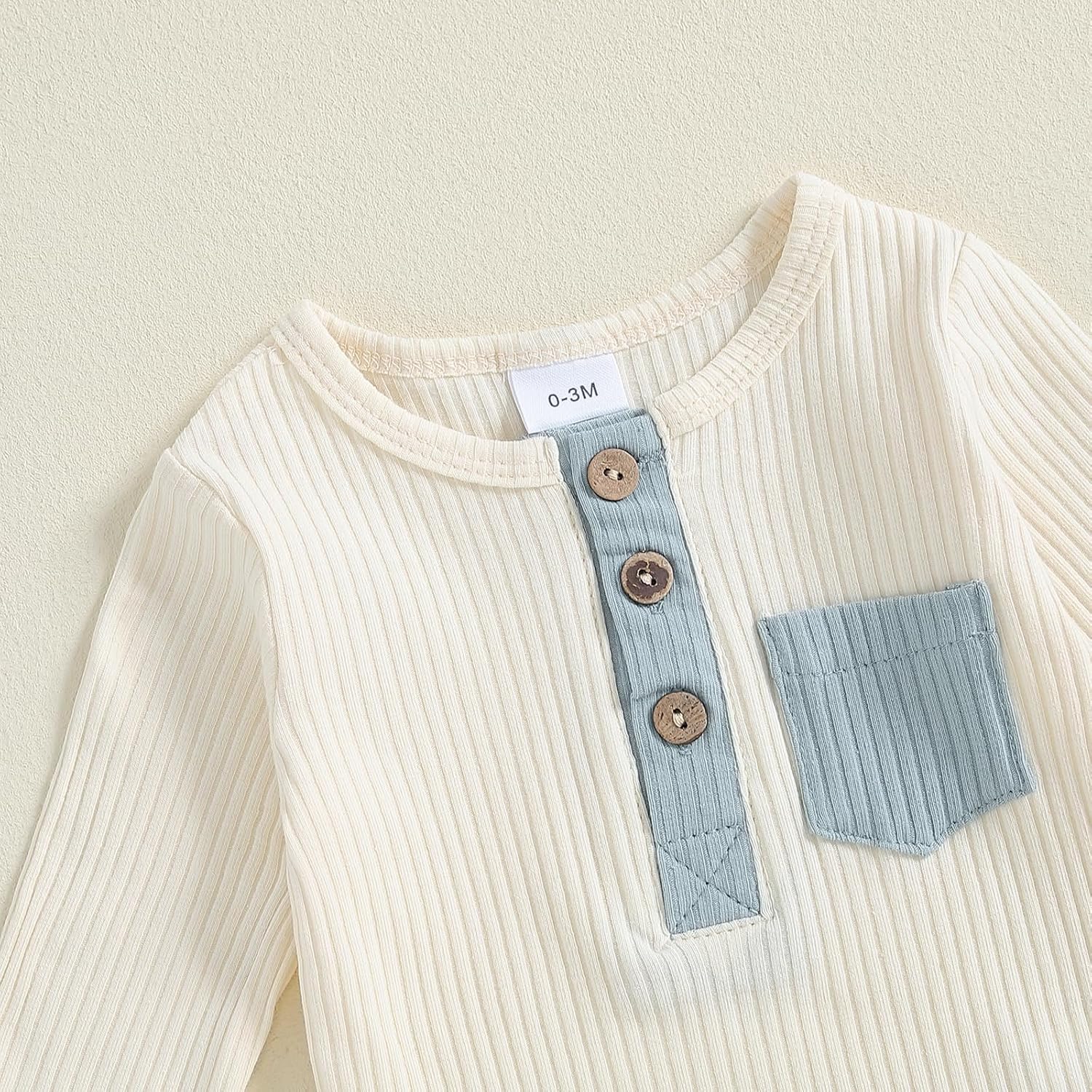 fhutpw Baby Boy Clothes 3 6 12 18 Months Ribbed Knitted Long Sleeve Romper and Pants Sets Newborn Fall Splicing Color Outfits