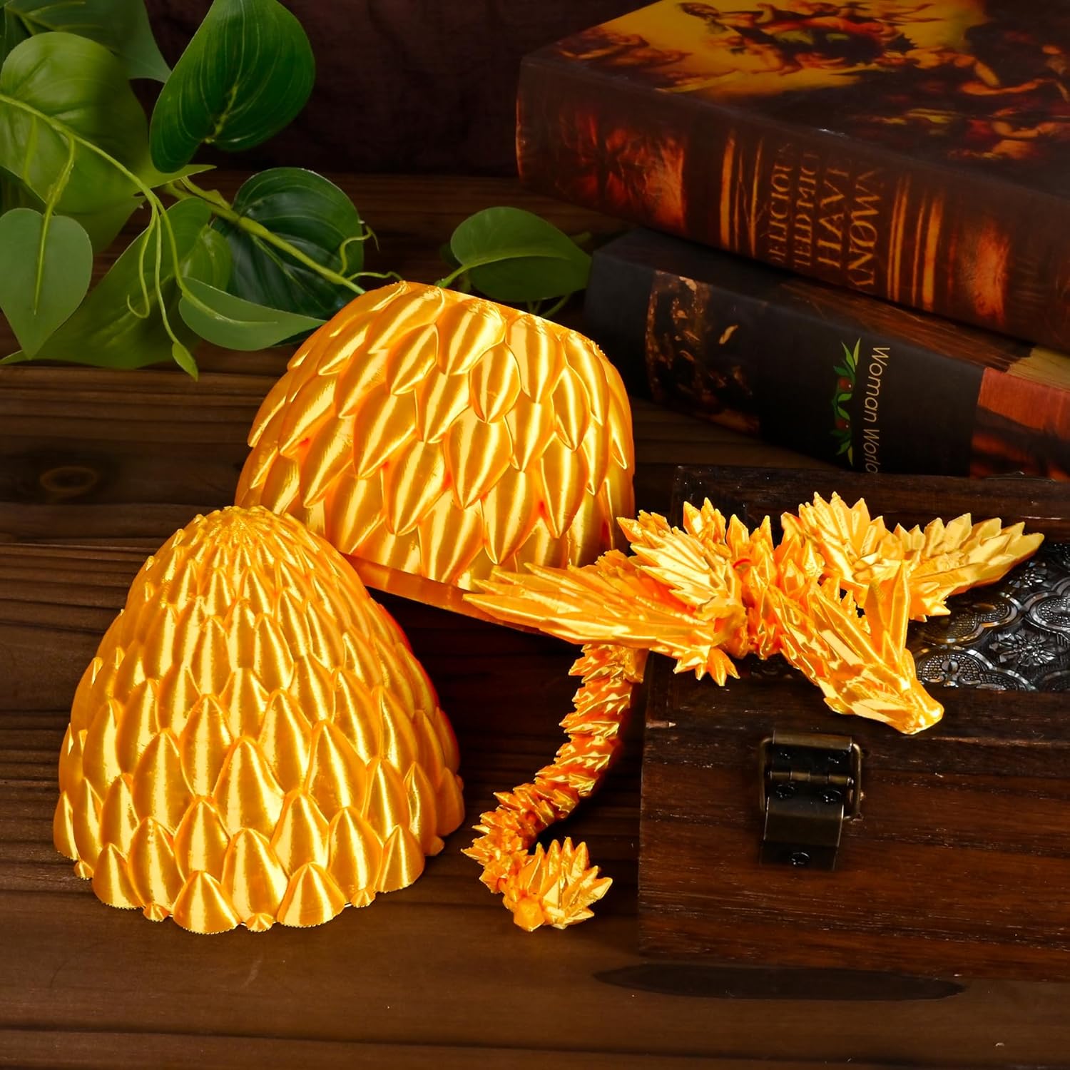 12inch Fly Dragon Egg, Year of The Dragon, 3D Printed Dragon, Executive Desk Toys, Articulated Dragon, Fidget Toys Gifts for Graduates Students Teachers Adults (Gold)