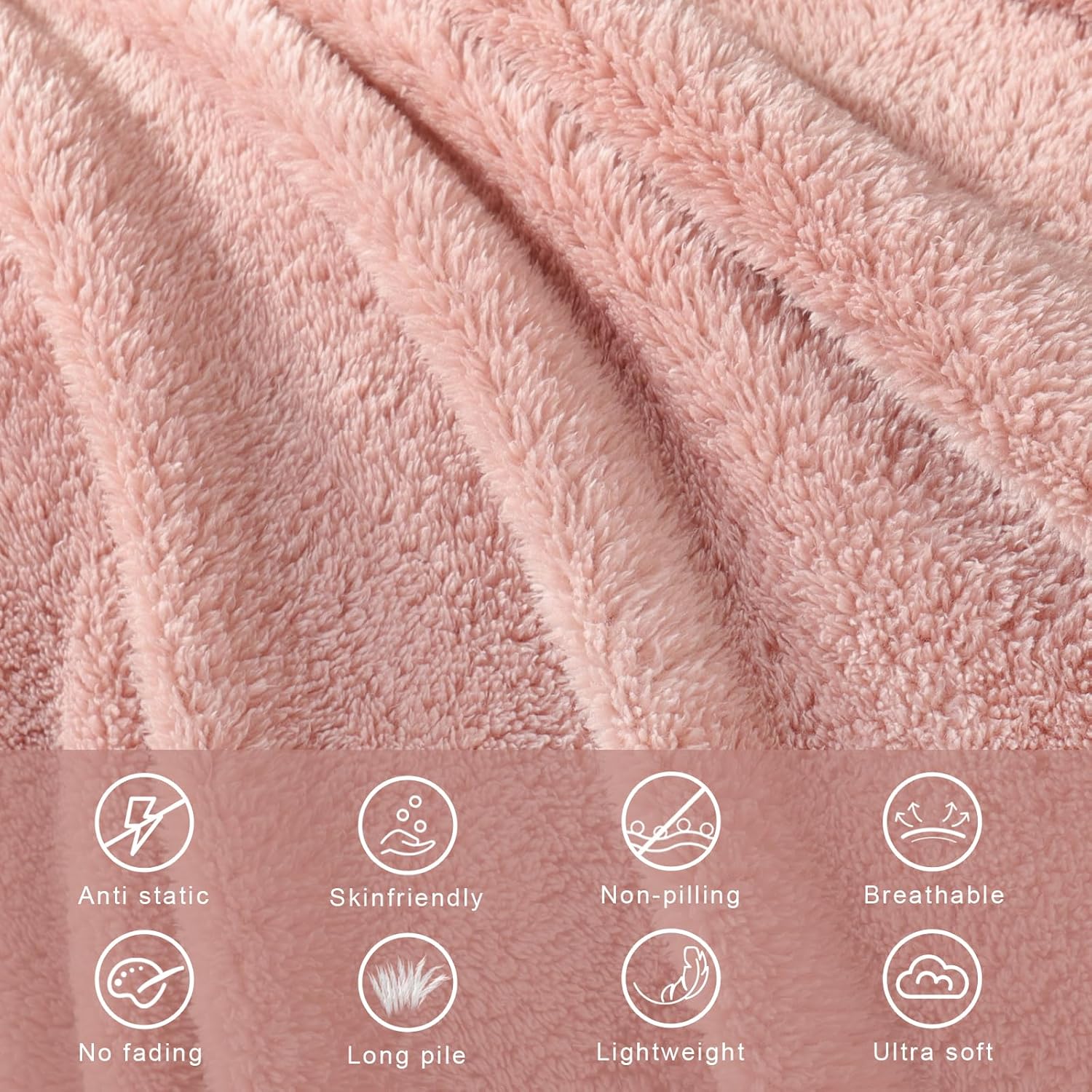 Exclusivo Mezcla King Size Flannel Fleece Blanket, Super Soft Velvet Plush Bed Blanket, Fuzzy Cozy and Warm for All Seasons, 90x104 Inches, Pink
