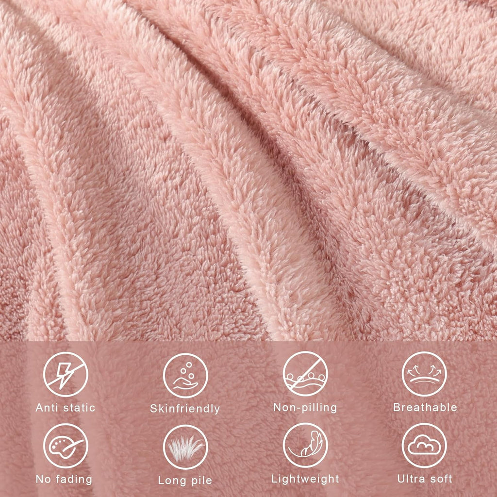 Exclusivo Mezcla Twin Size Flannel Fleece Blanket, Super Soft Velvet Plush Bed Blanket, Fuzzy Cozy and Warm for All Seasons, 60x80 Inches, Pink