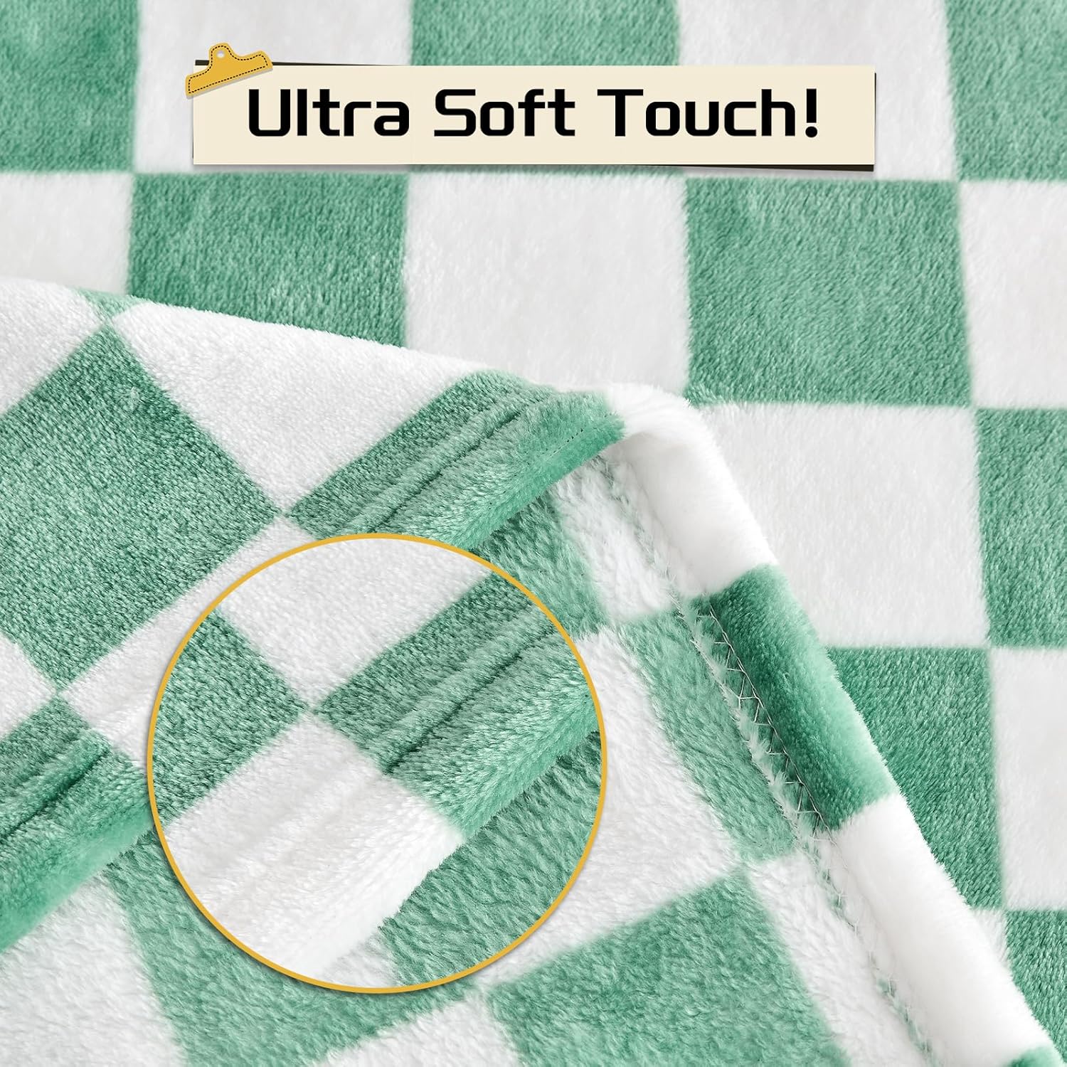 Yurhap Checkered Baby Blanket Fleece Baby Blankets for Boys, Ultra Soft Cozy Fluffy Infant Toddler Newborn Receiving Gifts for Crib Stroller, 30x40 Inch, Jade Green