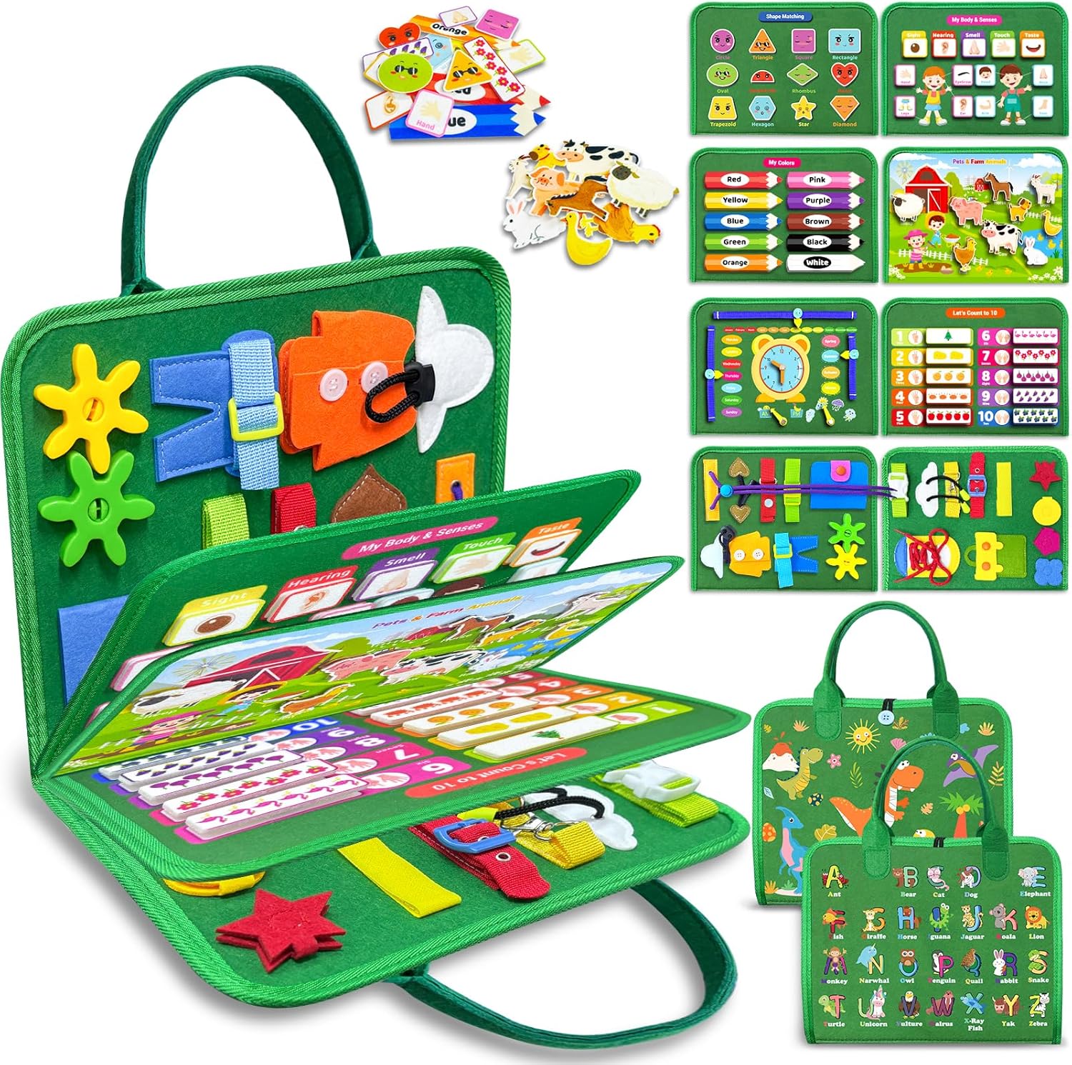 Busy Board Montessori Toys for Toddler Travel, Educational Activities Learn Fine Motor Skills