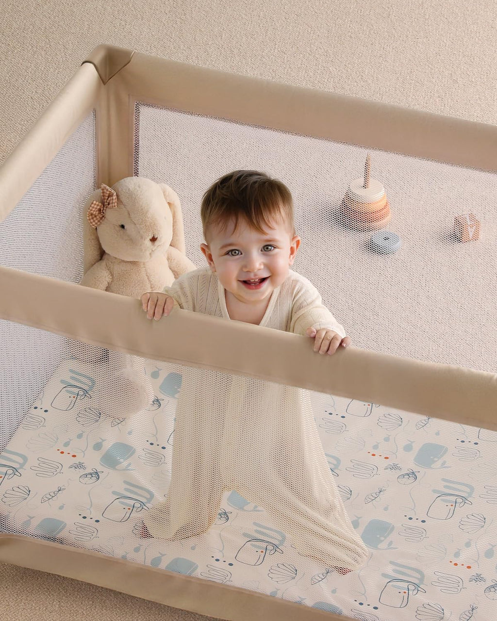 Yoofoss Baby Pack and Play Sheets 2 Pack for Boys and Girls - 38x26 Mini Crib Sheets Fitted Neutral Compatible with Graco Pack n Play Mattress,Ultra Soft Breathable Microfiber Underwater World