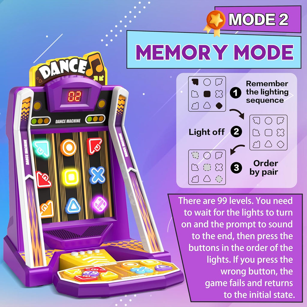 Finger Dance Machine Toys for Ages 5-7, Mini Arcade Machine Button Game with 2 Game Modes, Recognize Color and Shape Challenge Memory Game, Arcade Machine Games Desk Toys for Home Party Birthday Gifts