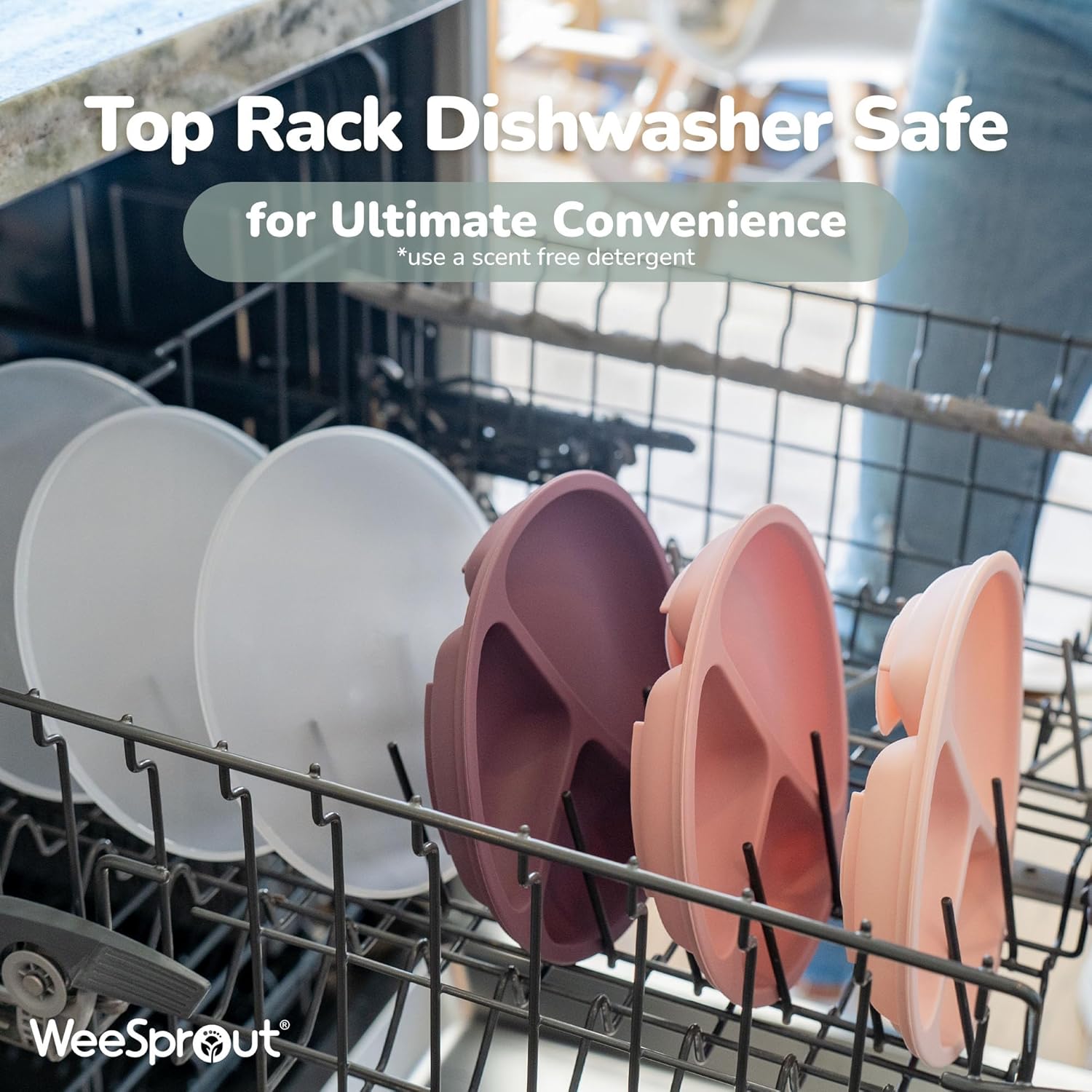 WeeSprout Silicone Plates with Lids for Babies & Toddlers (3 Pack) 100% Food-Grade Dishes for Self Feeding, Divided Design & Raised Edges for Picky Eaters, Dishwasher & Microwave Safe Weaning Supplies