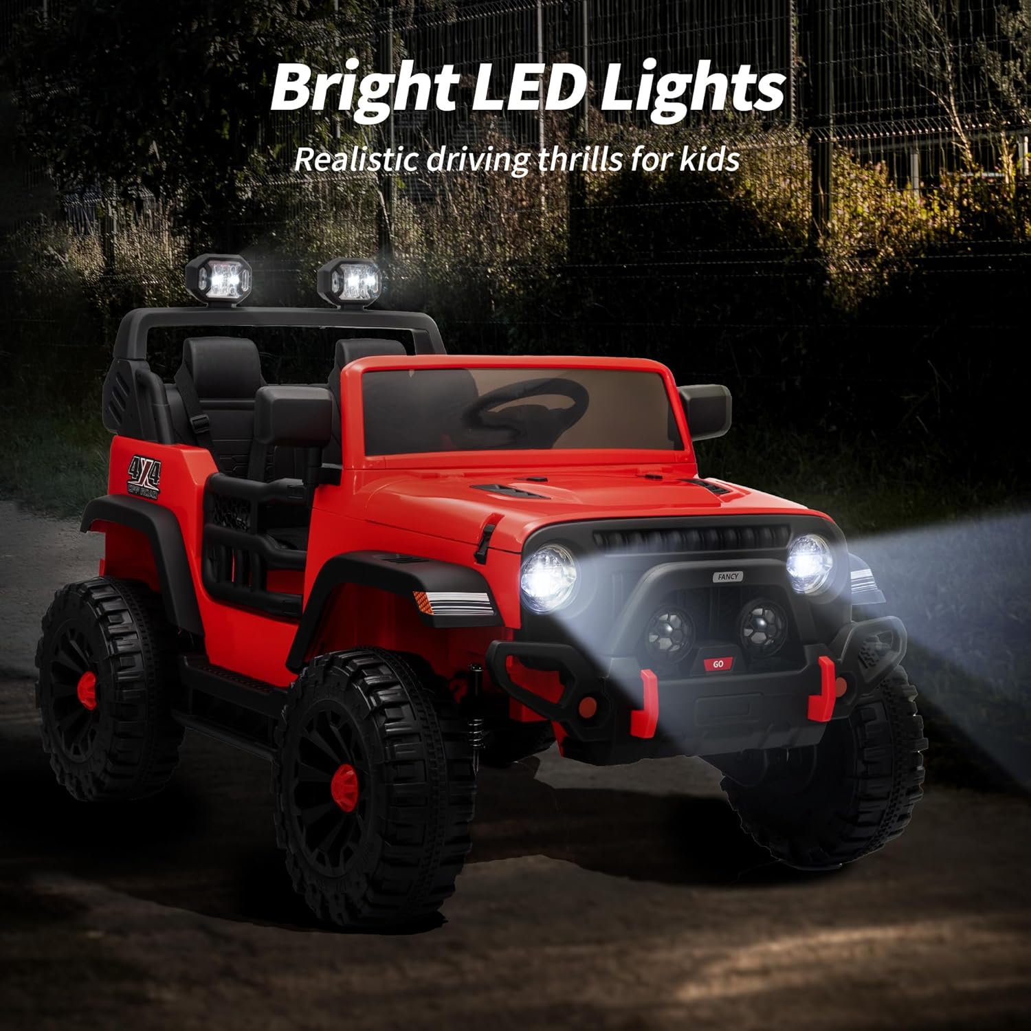 2 Seater Ride on Toy Car for Kids, 24V 4WD Ride-on Truck Kids Electric Car with Remote Control, 4x200W Motors - Red