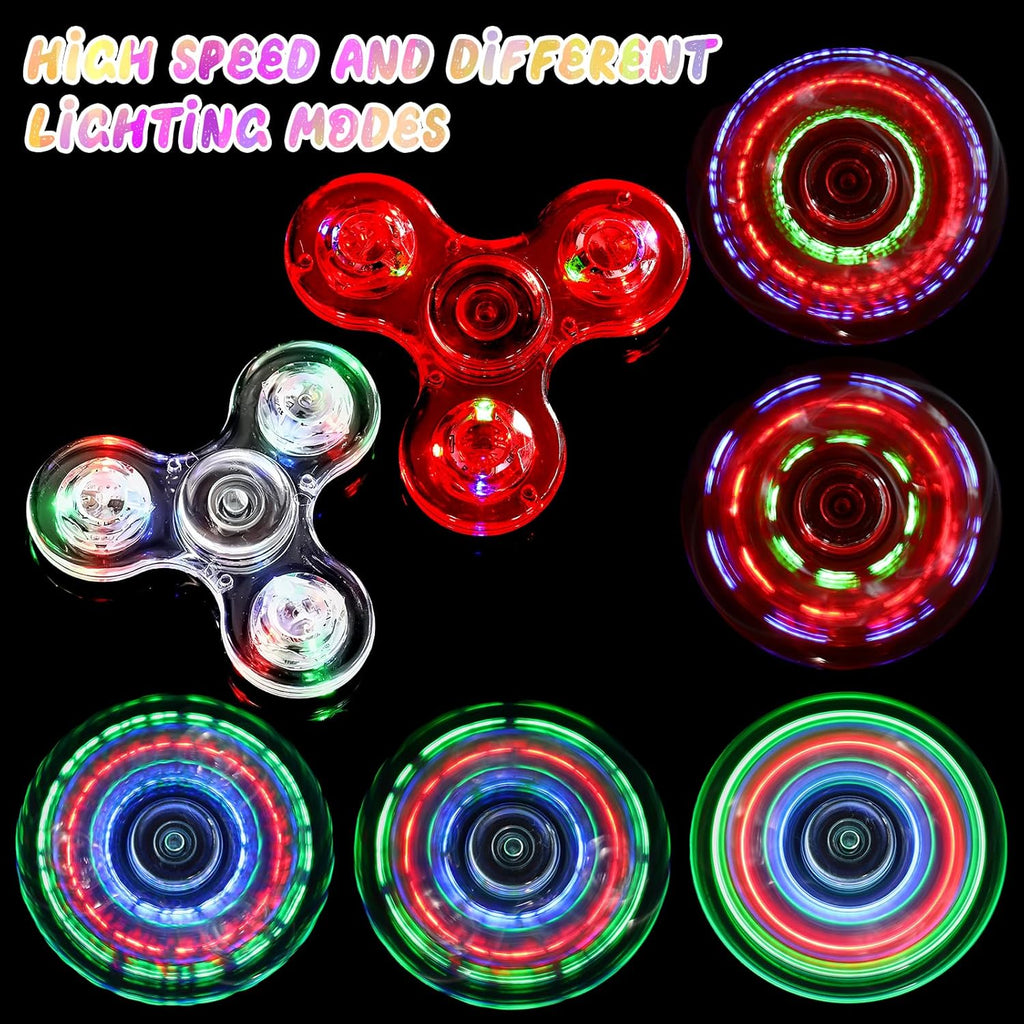 SCIONE 2Pack Fidget Spinners for Kids, LED Light up Sensory Fidget Toys for Kids Adults, Glow in The Dark Toys for Teens Boys Girls Halloween Classroom Prizes, ADHD Stress Anxiety Relief Fidgets