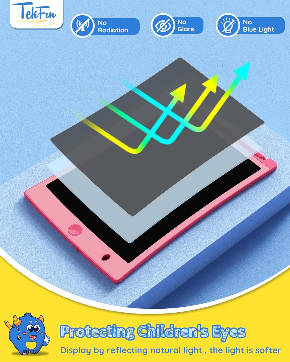 TEKFUN Kids Toys, 2Pcs LCD Writing Tablet with 4 Stylus, 8.5in Erasable Doodle Board Mess Free Drawing Pad for Kids, Car Trip Educational Toys Birthday for 3 4 5 6 7 Girls Boys