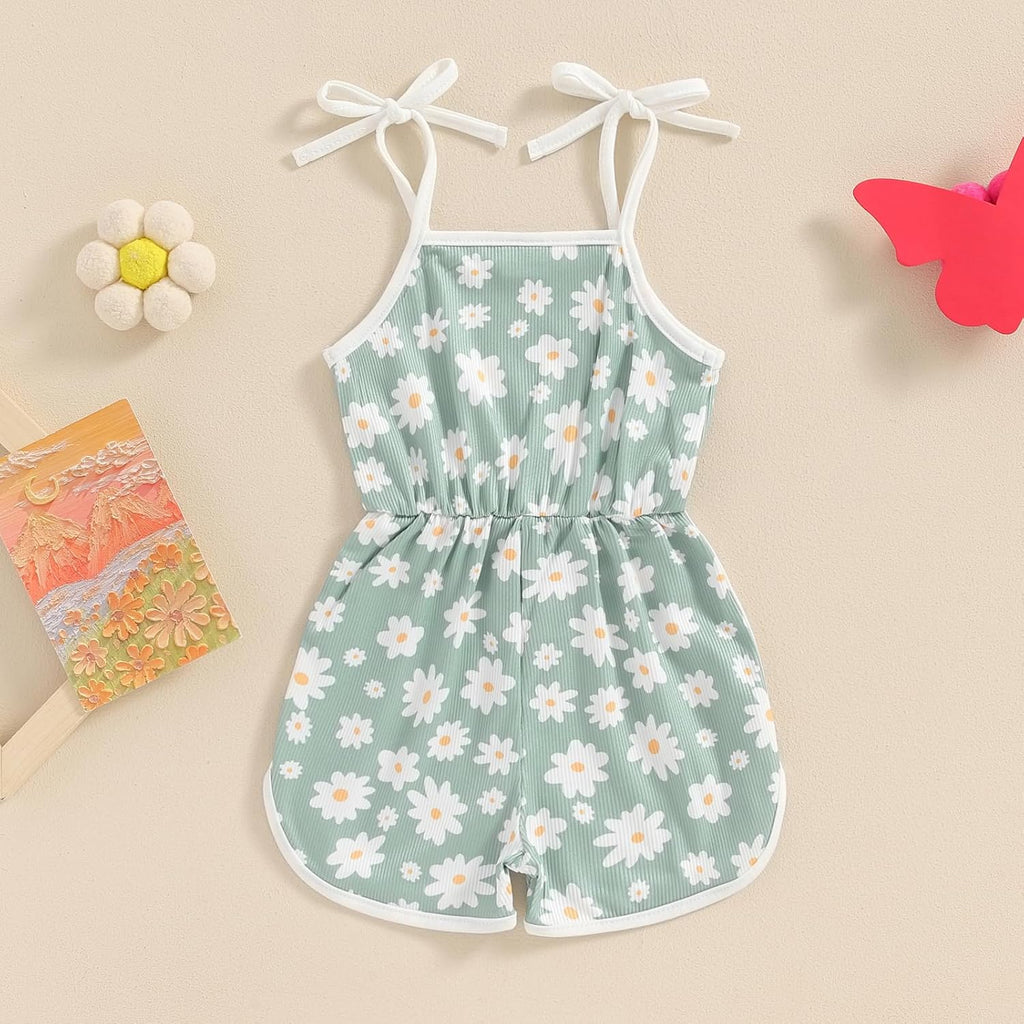 WZTYYDS Toddler Baby Girl Summer Clothes Floral Romper Tie-Up Strap Halter Jumpsuit Infant Summer Sling Playsuit 6M-3T