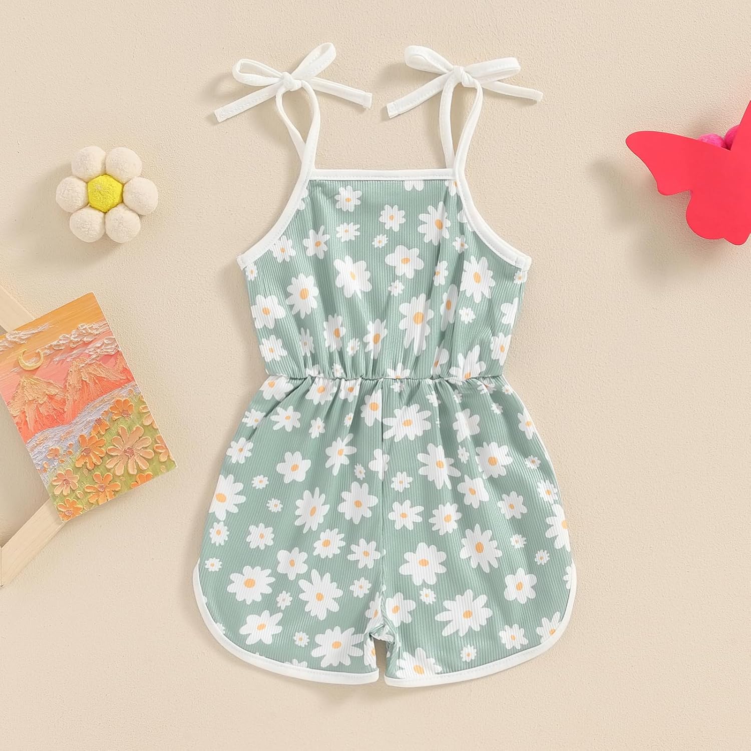 WZTYYDS Toddler Baby Girl Summer Clothes Floral Romper Tie-Up Strap Halter Jumpsuit Infant Summer Sling Playsuit 6M-3T
