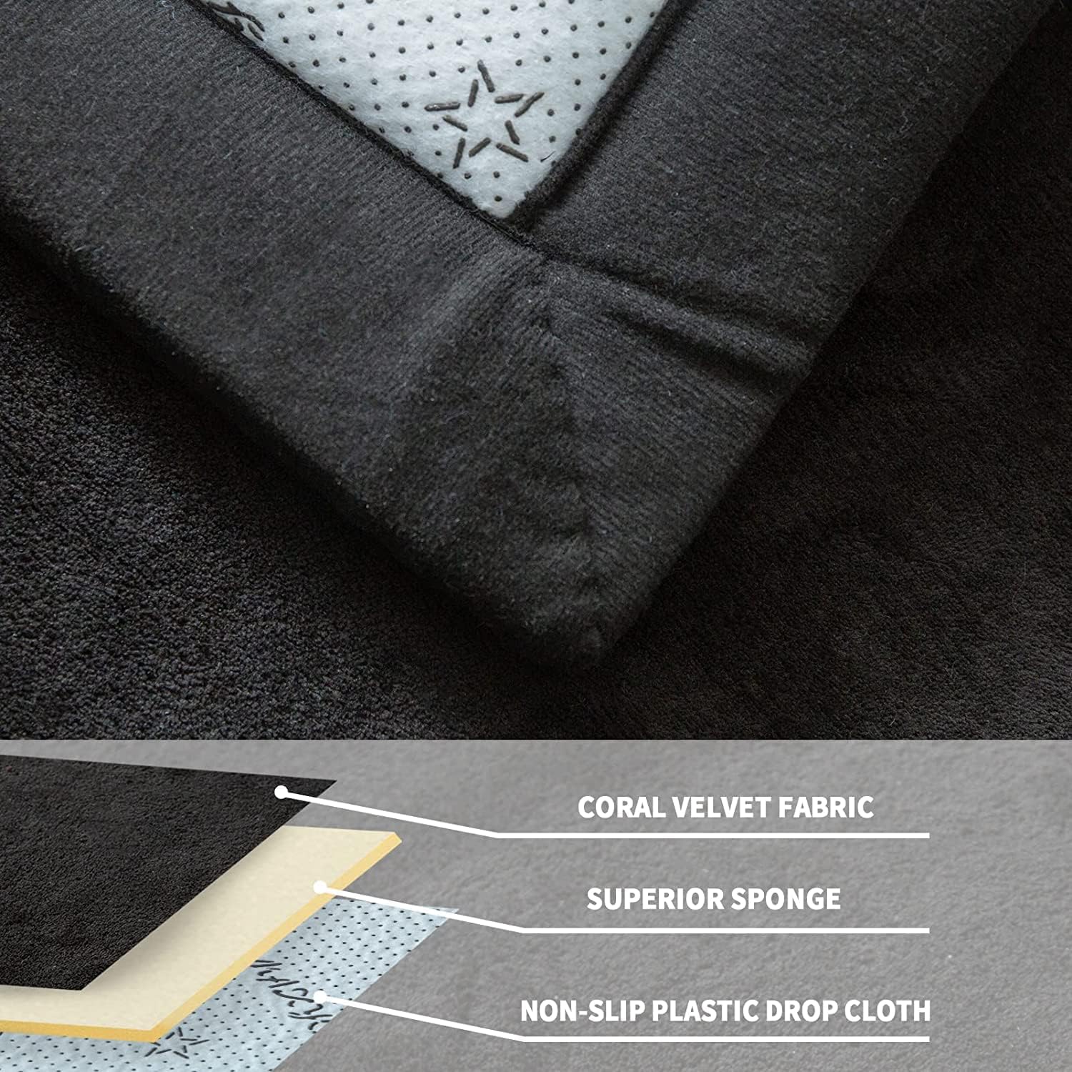 MAXYOYO Baby Play Mat, 1.2" Thick Memory Foam Soft Padded Carpet with Non-Slip Backing, 5x7 ft Japanese Tatami Rug Living Room for Kids, Toddler, Children, Nusery(Black)