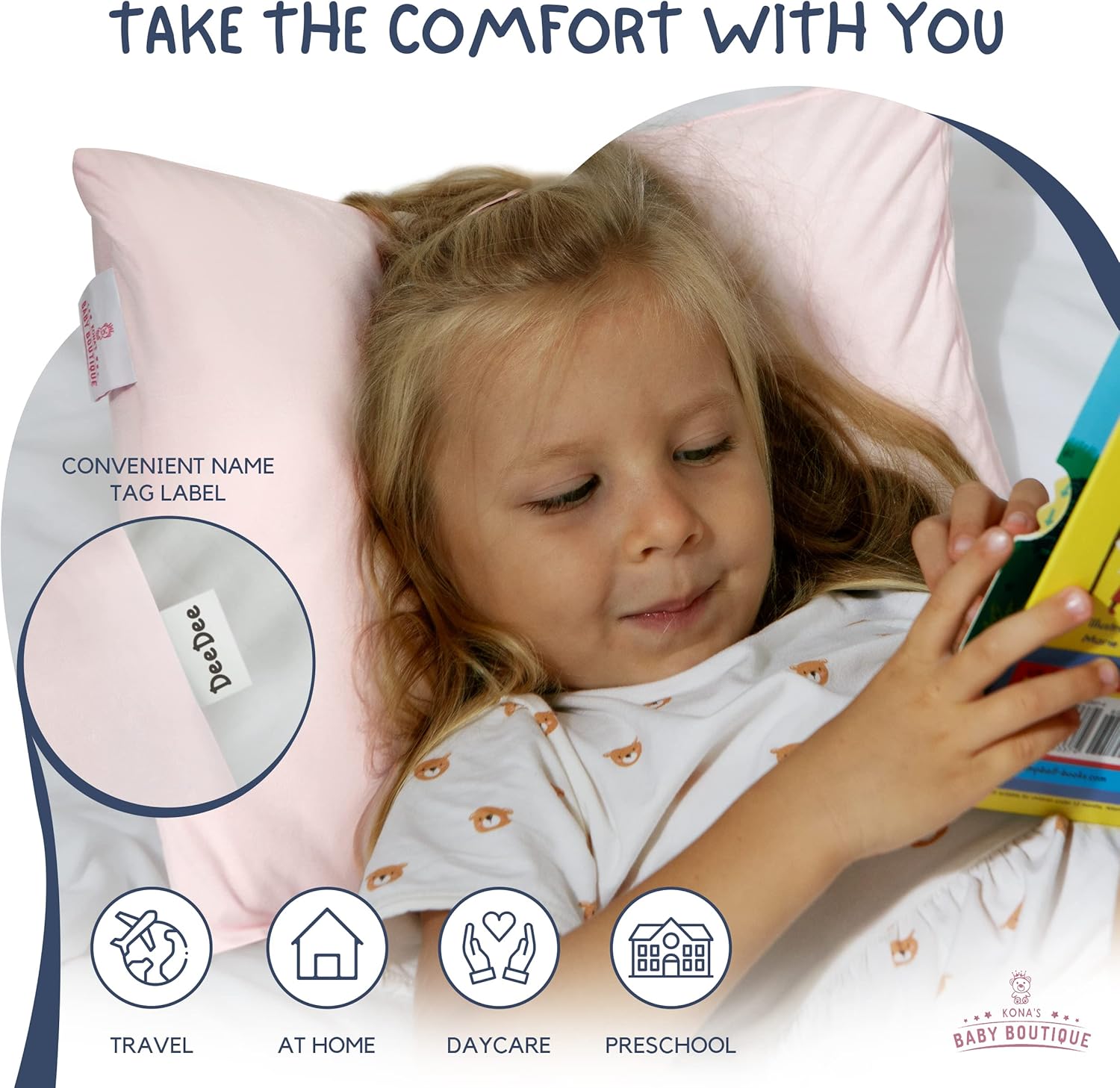 Kona's Perfect Pink Toddler Pillow - Softest Pillowcase - 13 x 18 Inch - Ages 2-3